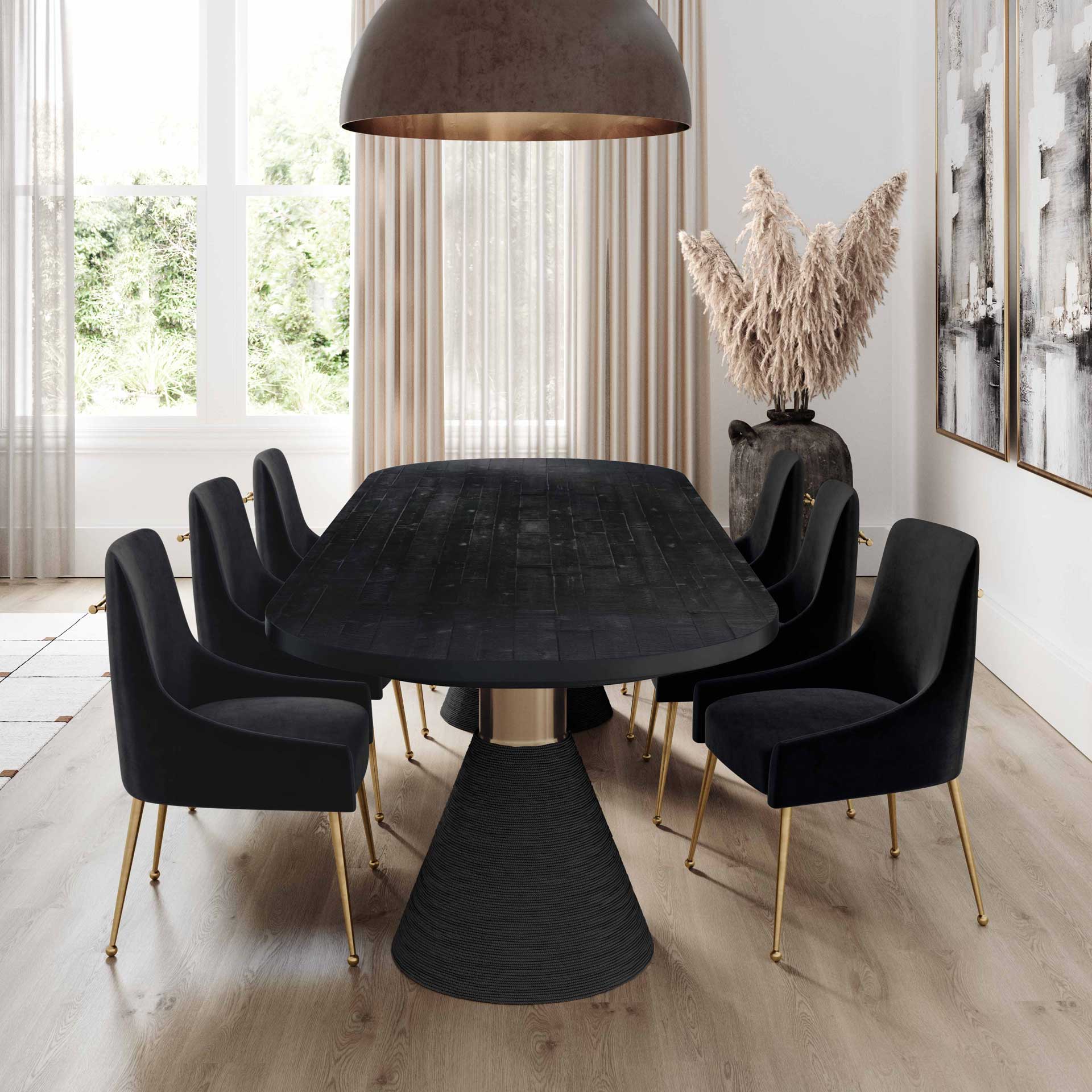 Bordeaux Velvet Side Chair Black - Image 9