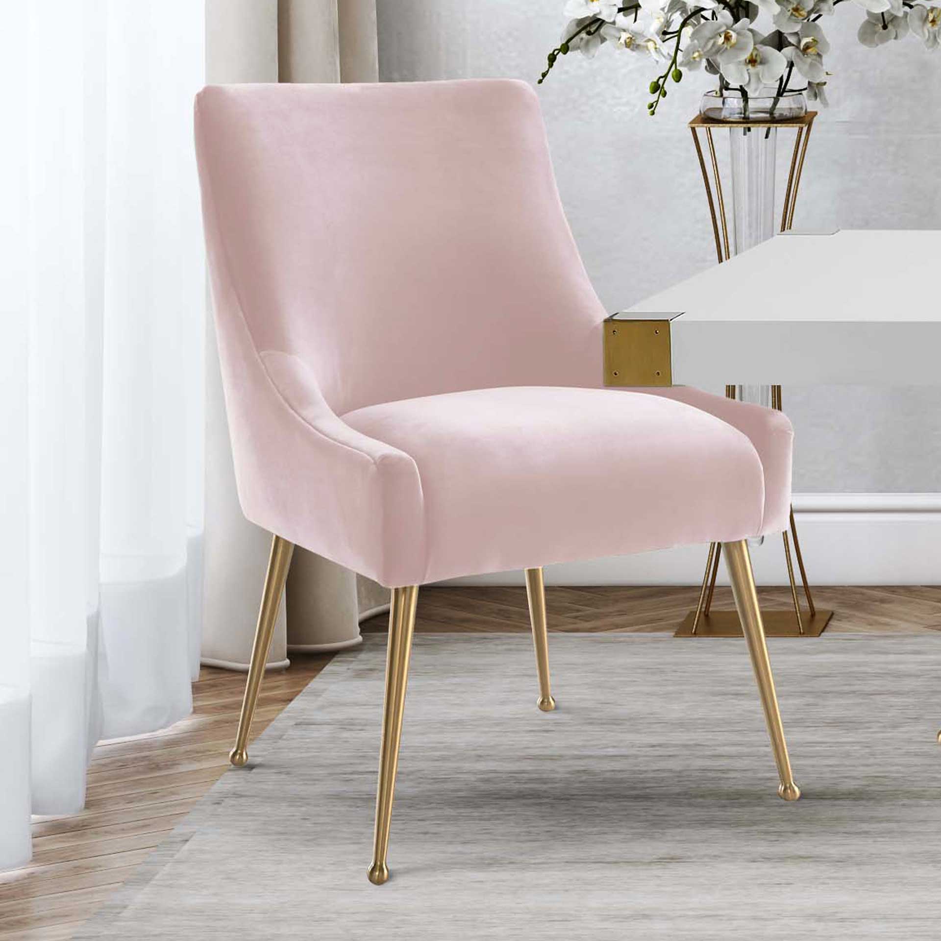 Bordeaux Velvet Side Chair Blush - Image 10