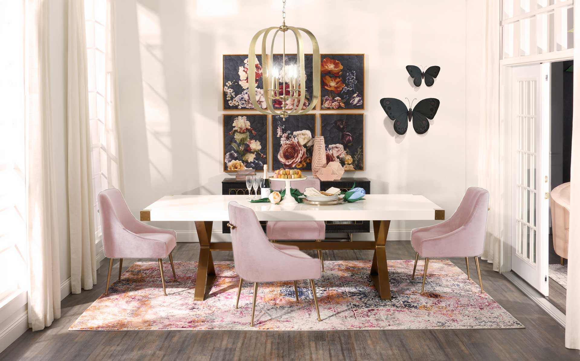 Bordeaux Velvet Side Chair Blush - Image 6