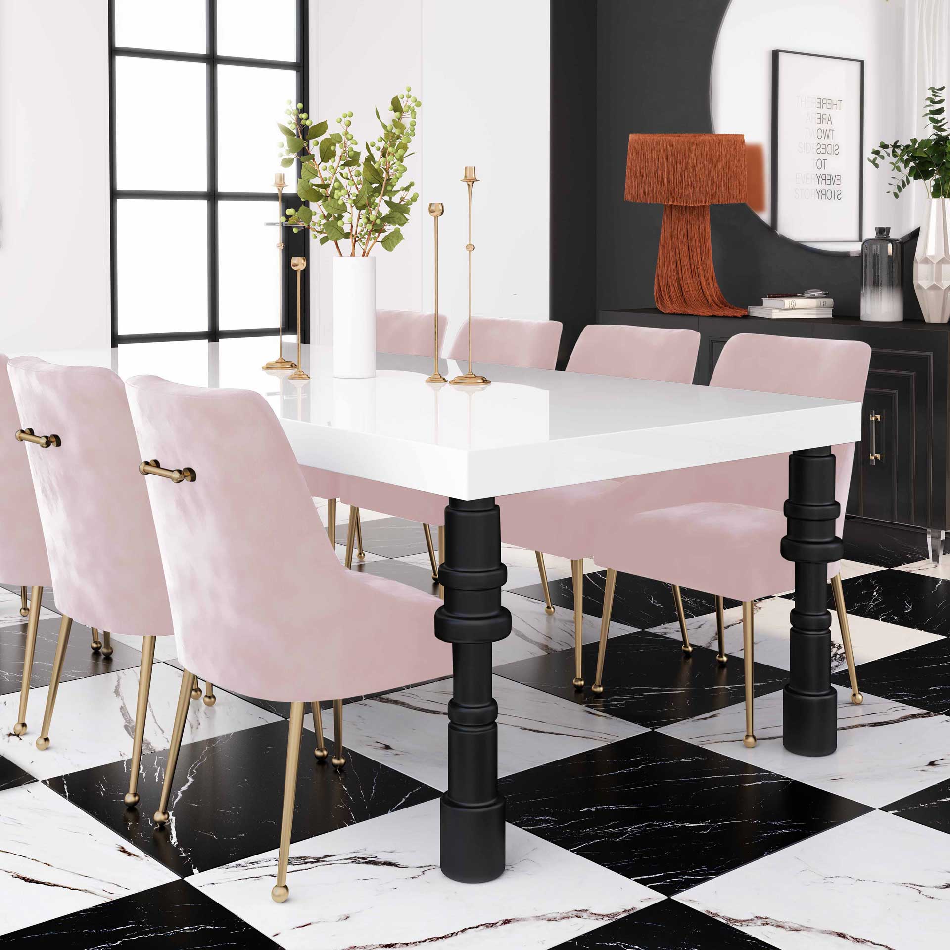 Bordeaux Velvet Side Chair Blush - Image 8