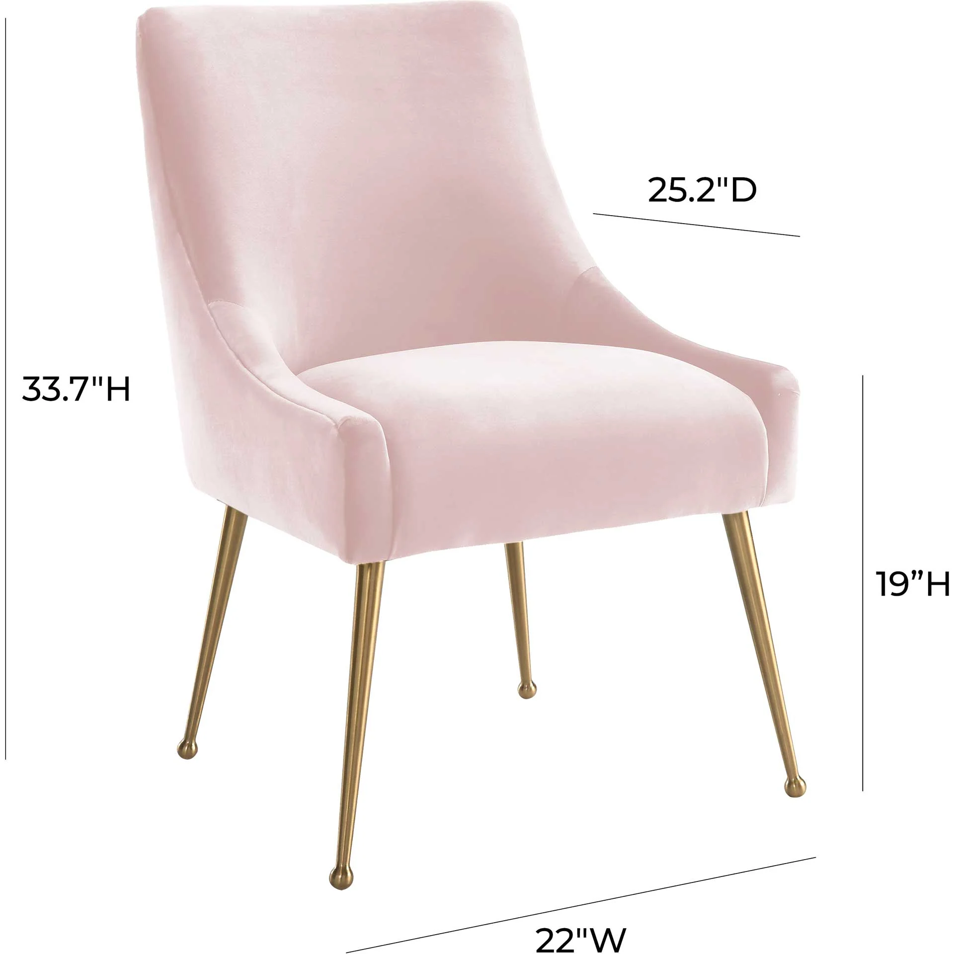 Bordeaux Velvet Side Chair Blush - Image 9