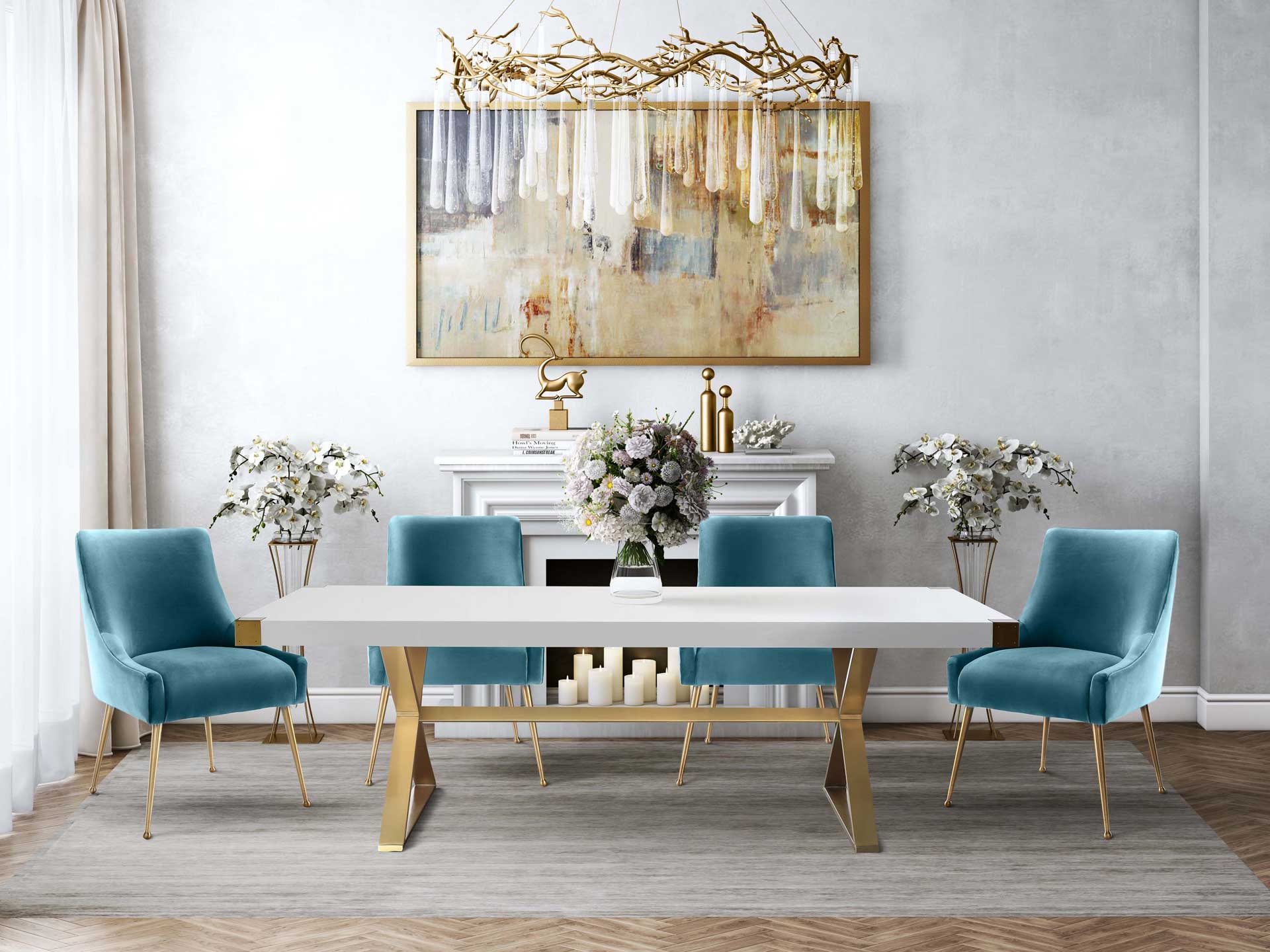 Bordeaux Velvet Side Chair Sea Blue - Image 10