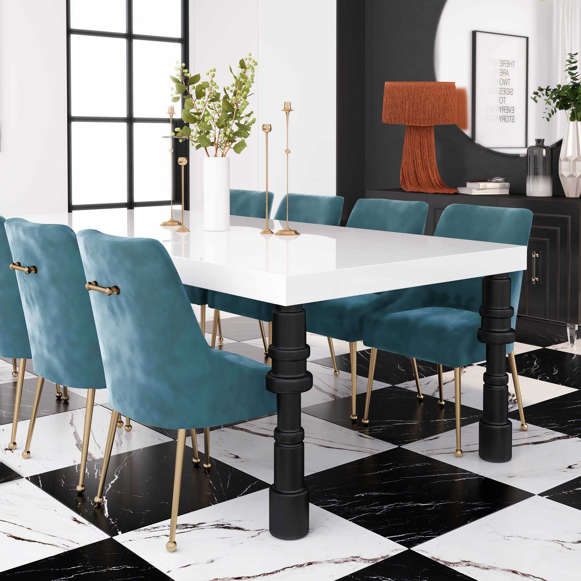 Bordeaux Velvet Side Chair Sea Blue - Image 8