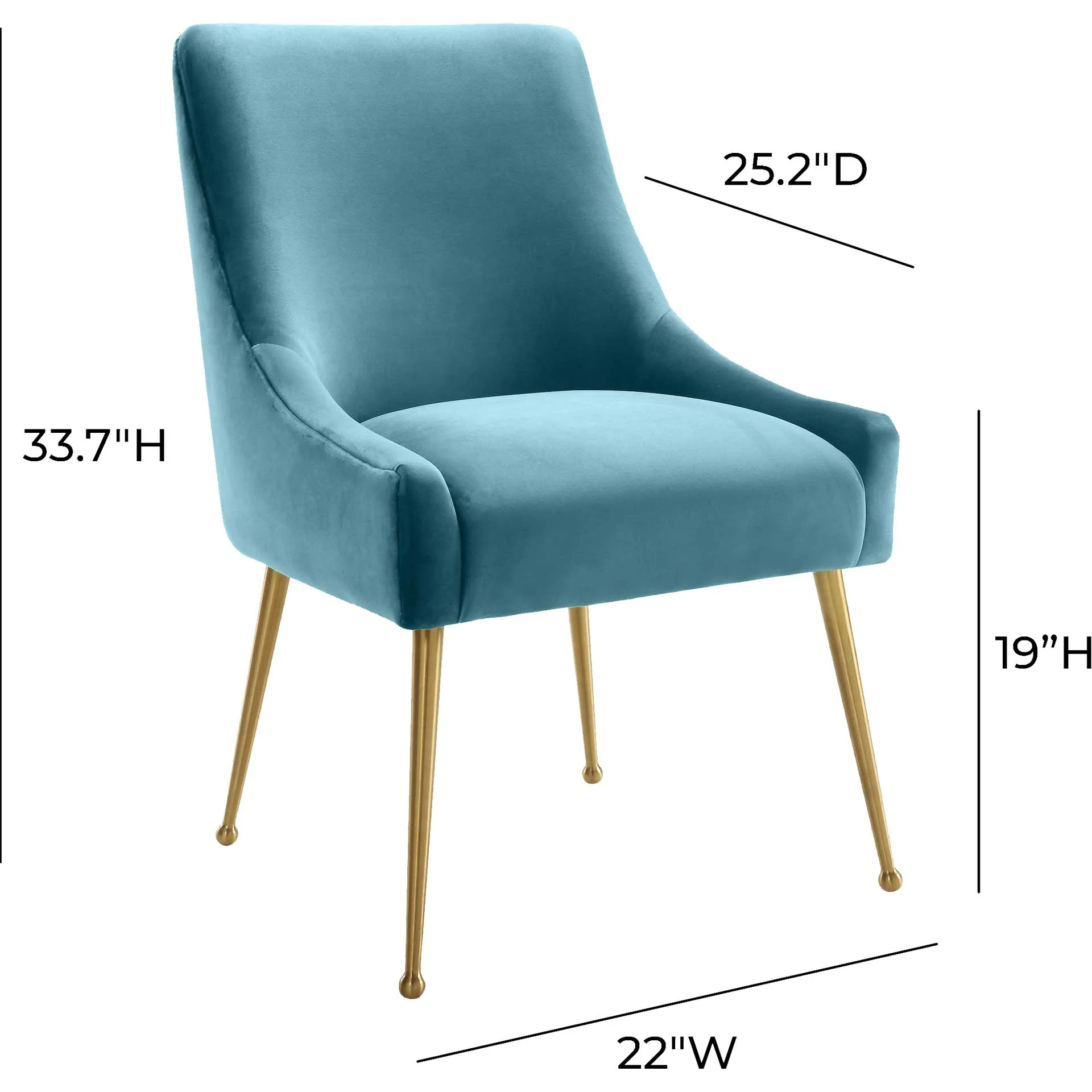 Bordeaux Velvet Side Chair Sea Blue - Image 9