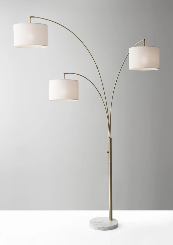 Boston 3-Arm Arc Lamp Antique Brass - Image 2