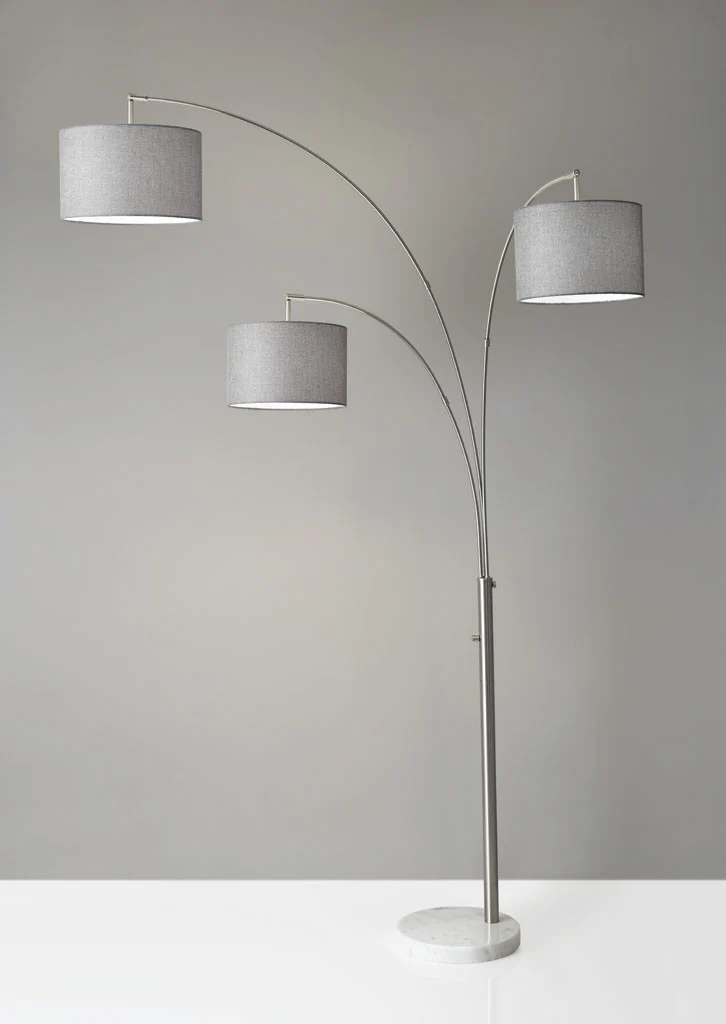 Boston 3-Arm Arc Lamp Brushed Steel - Image 2