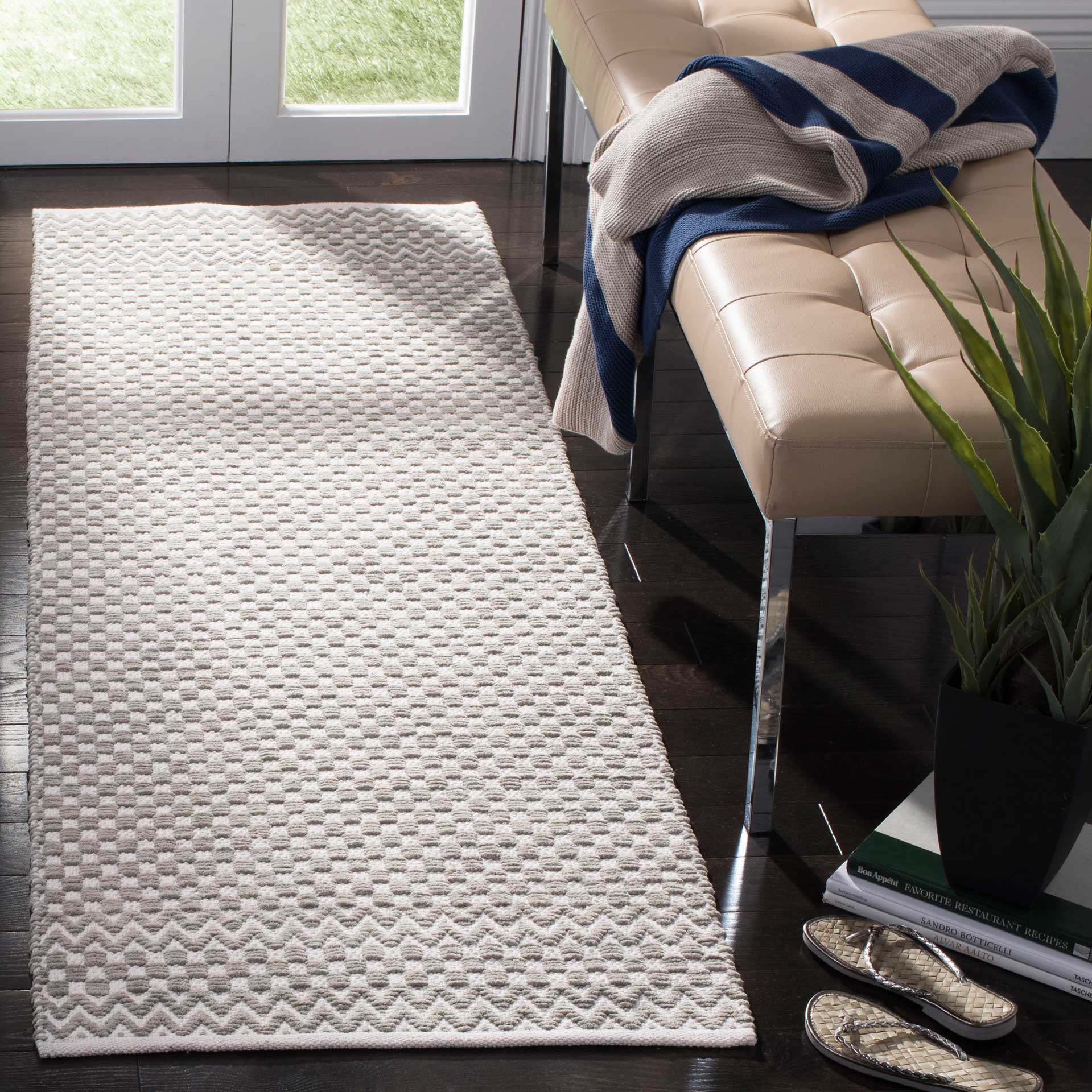 Boston Checker Gray Runner Rug - Image 2