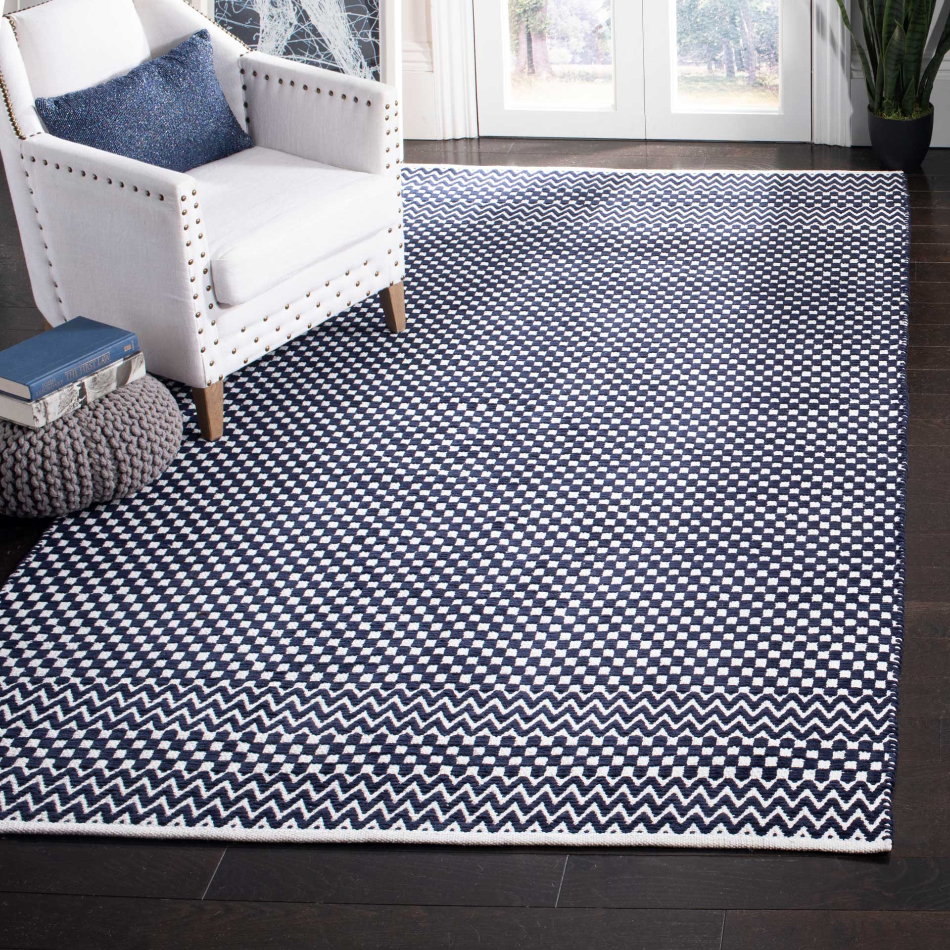 Boston Checker Navy Area Rug - Image 5