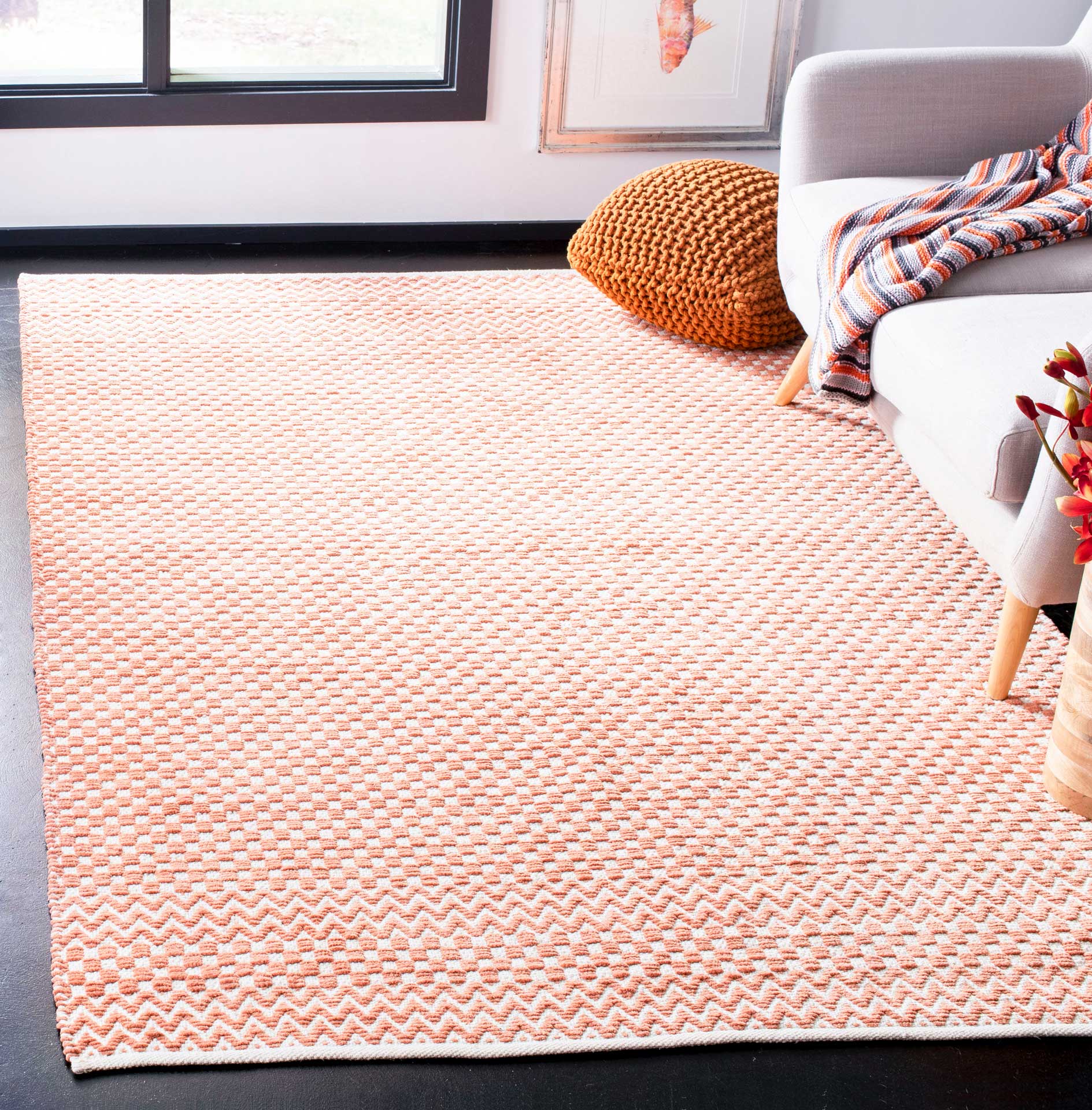Boston Checker Orange Area Rug - Image 5