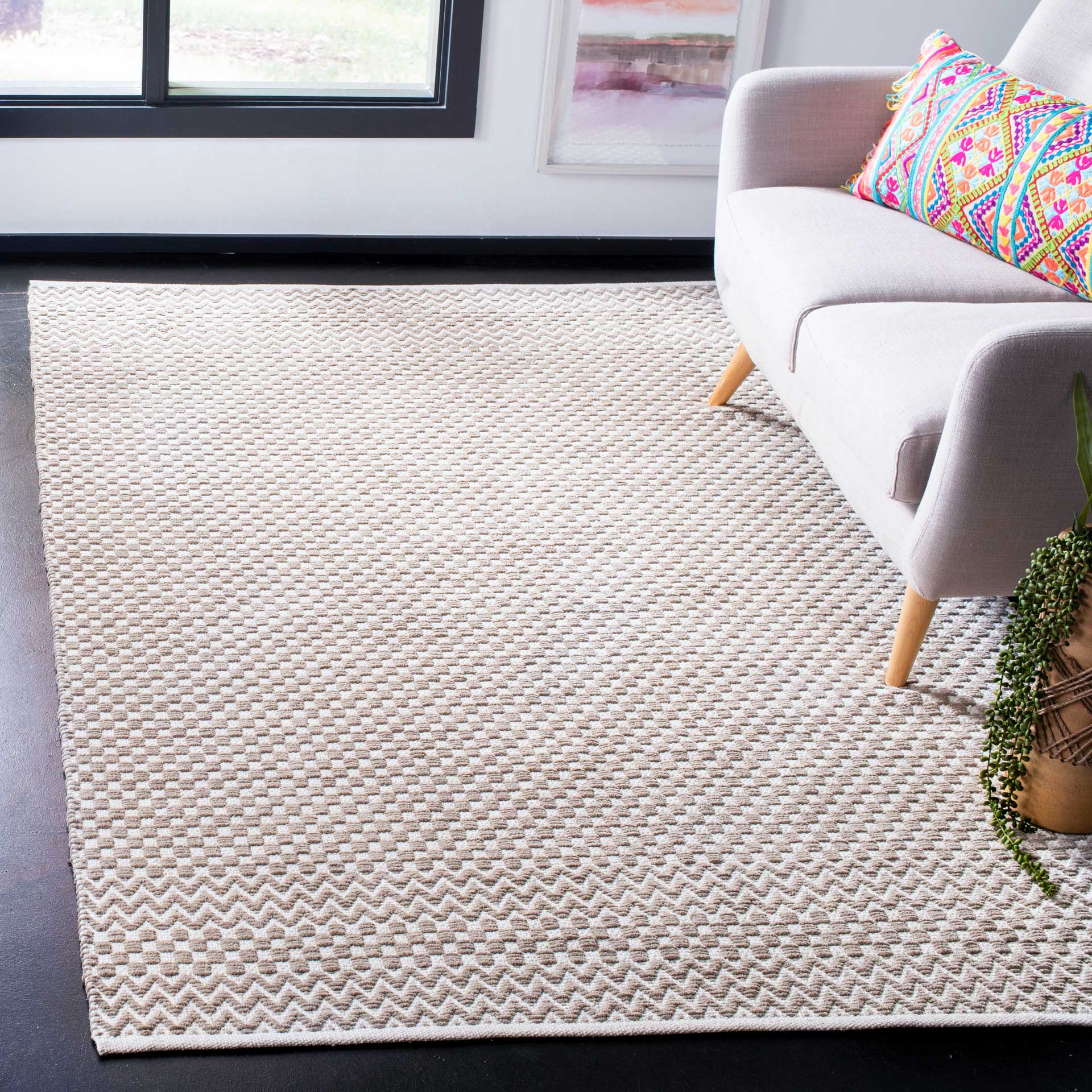 Boston Checker Taupe Area Rug - Image 5