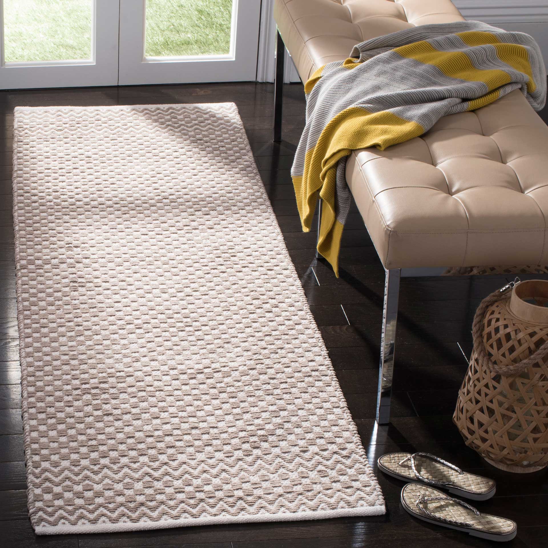 Boston Checker Taupe Runner Rug - Image 2