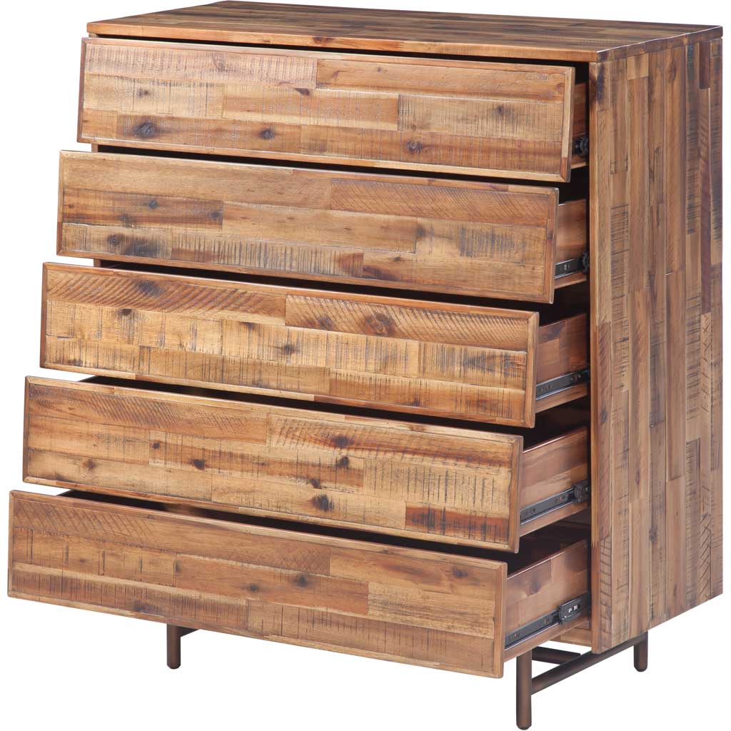 Boston Wooden 5 Drawer Chest Brown - Image 2
