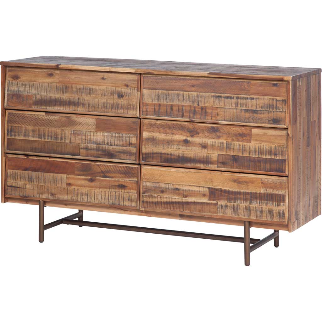 Boston Wooden 6 Drawer Dresser Brown - Image 2