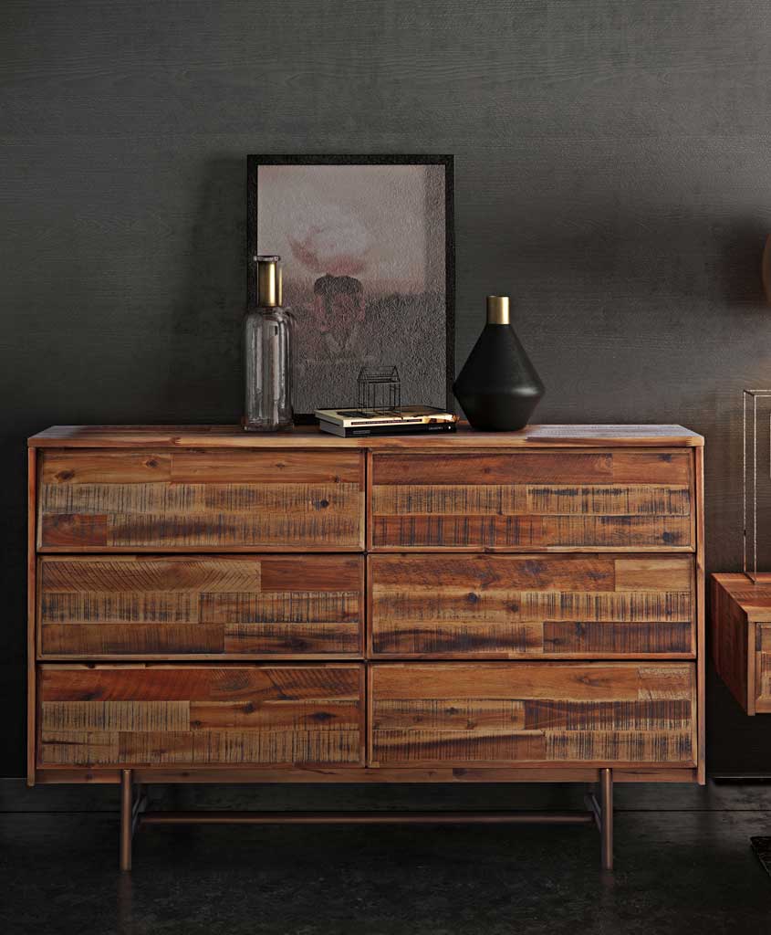 Boston Wooden 6 Drawer Dresser Brown - Image 5