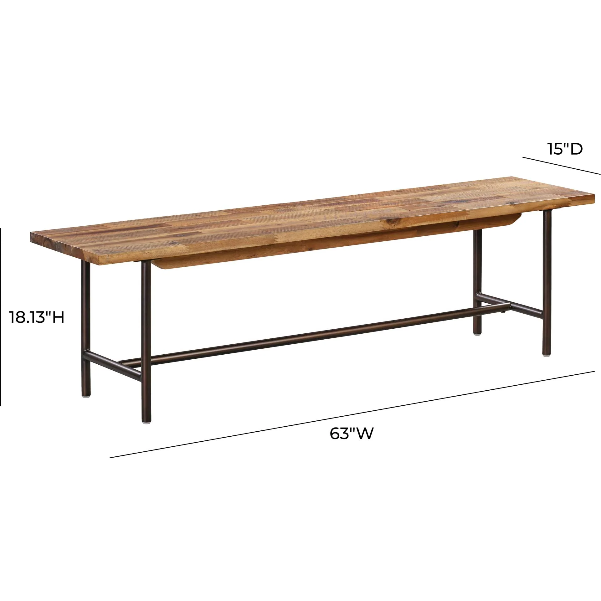 Boston Wooden Bench Rustic/Dark Brown - Image 6