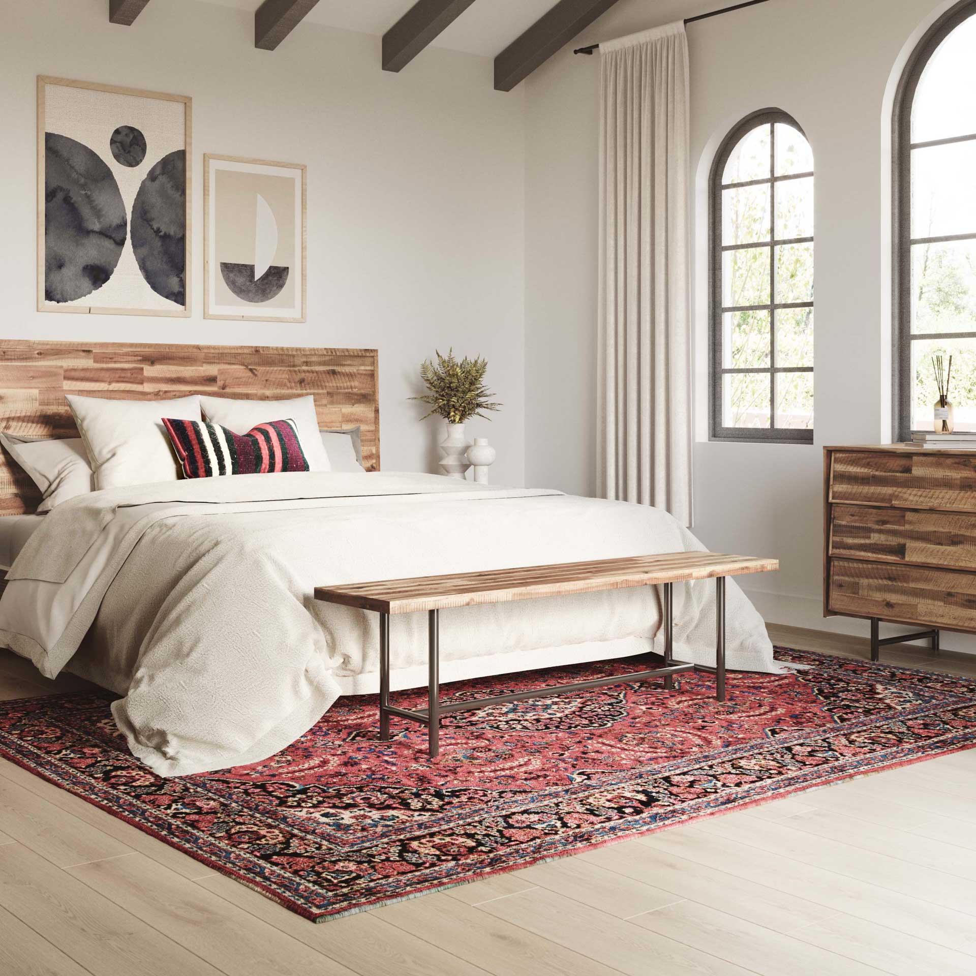 Boston Wooden Bench Rustic/Dark Brown - Image 7