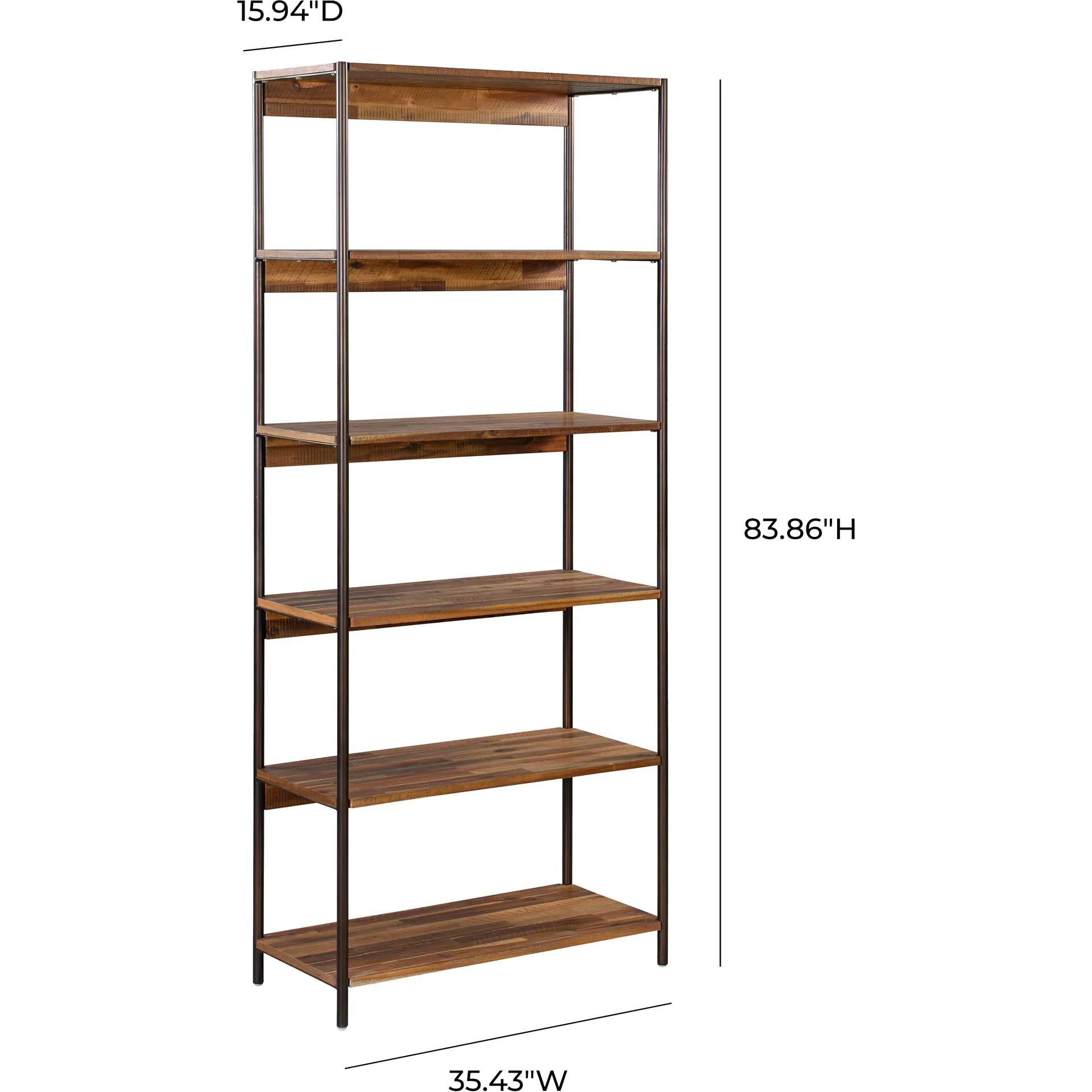 Boston Wooden Bookcase Rustic Acacia - Image 4