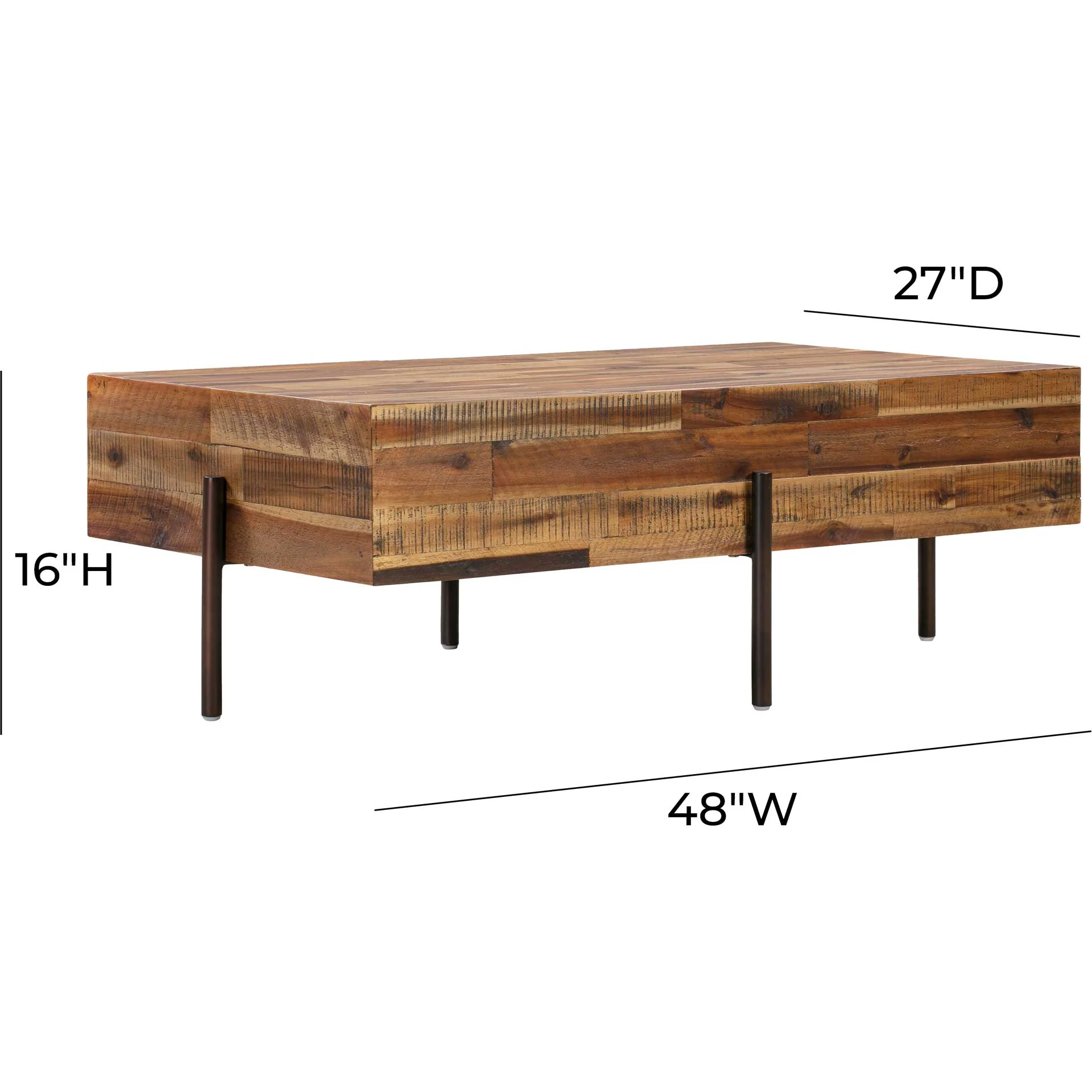 Boston Wooden Coffee Table Rustic/Dark Brown - Image 5