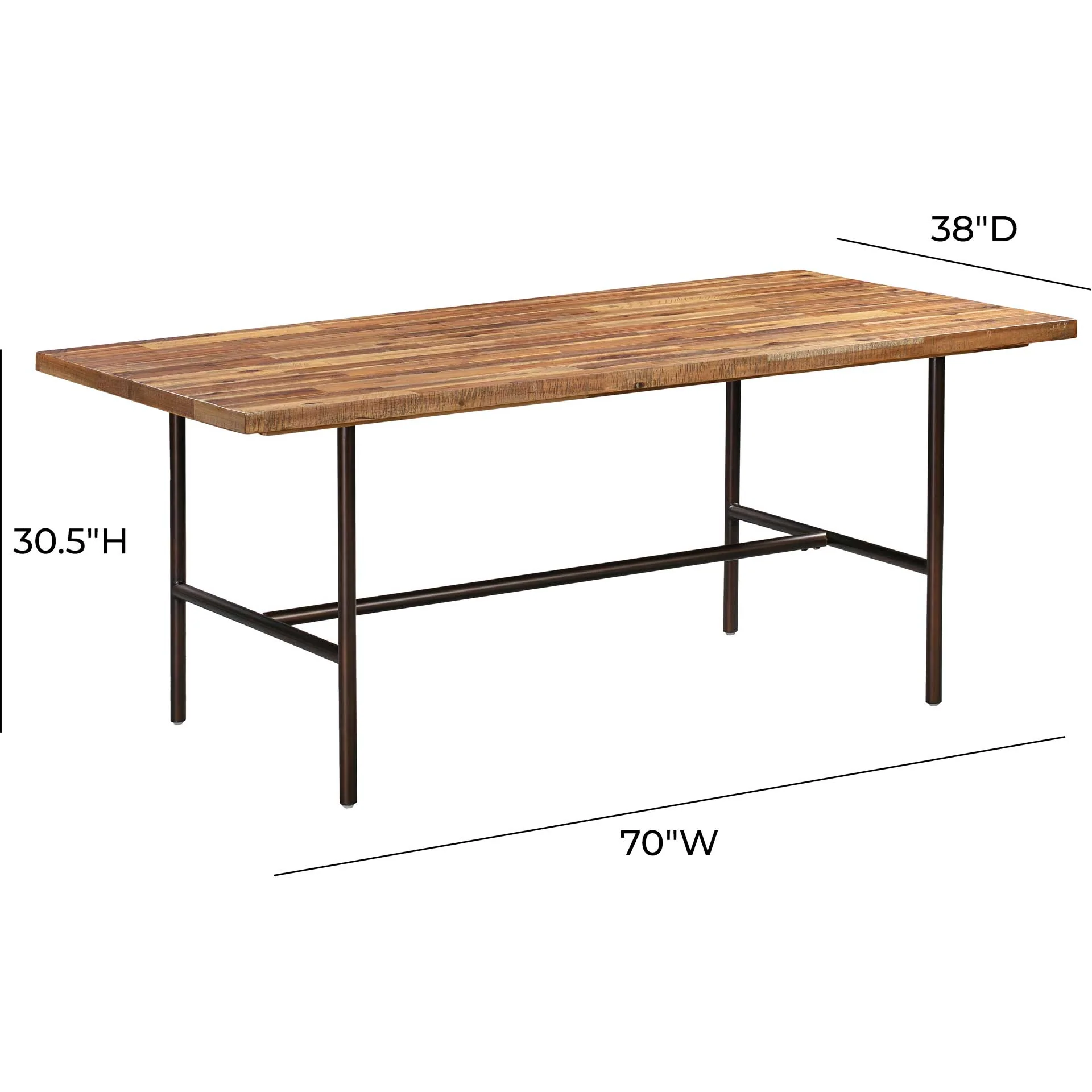 Boston Wooden Dining Table Rustic/Dark Brown - Image 3