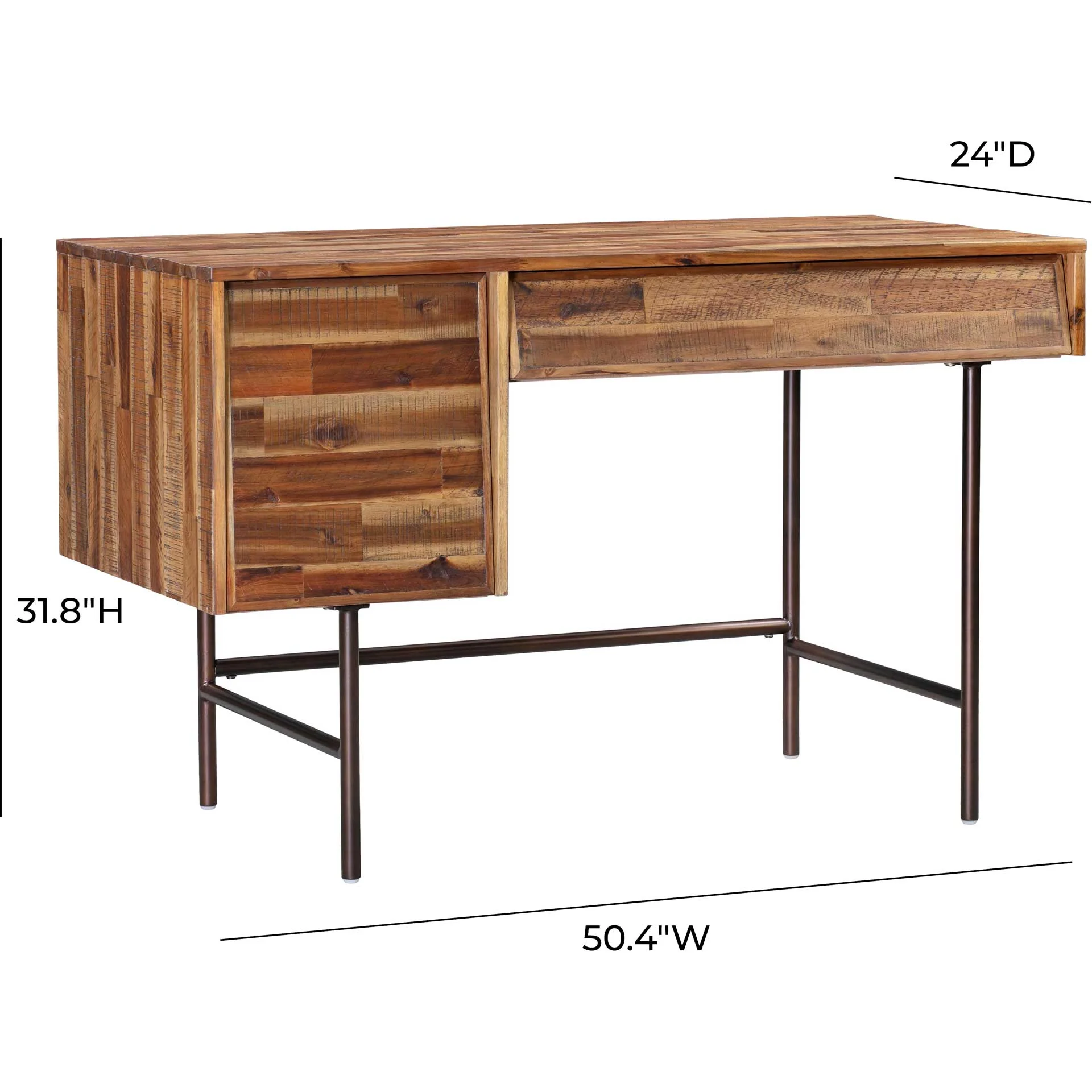 Boston Wooden Executive Desk Rustic/Dark Brown - Image 7