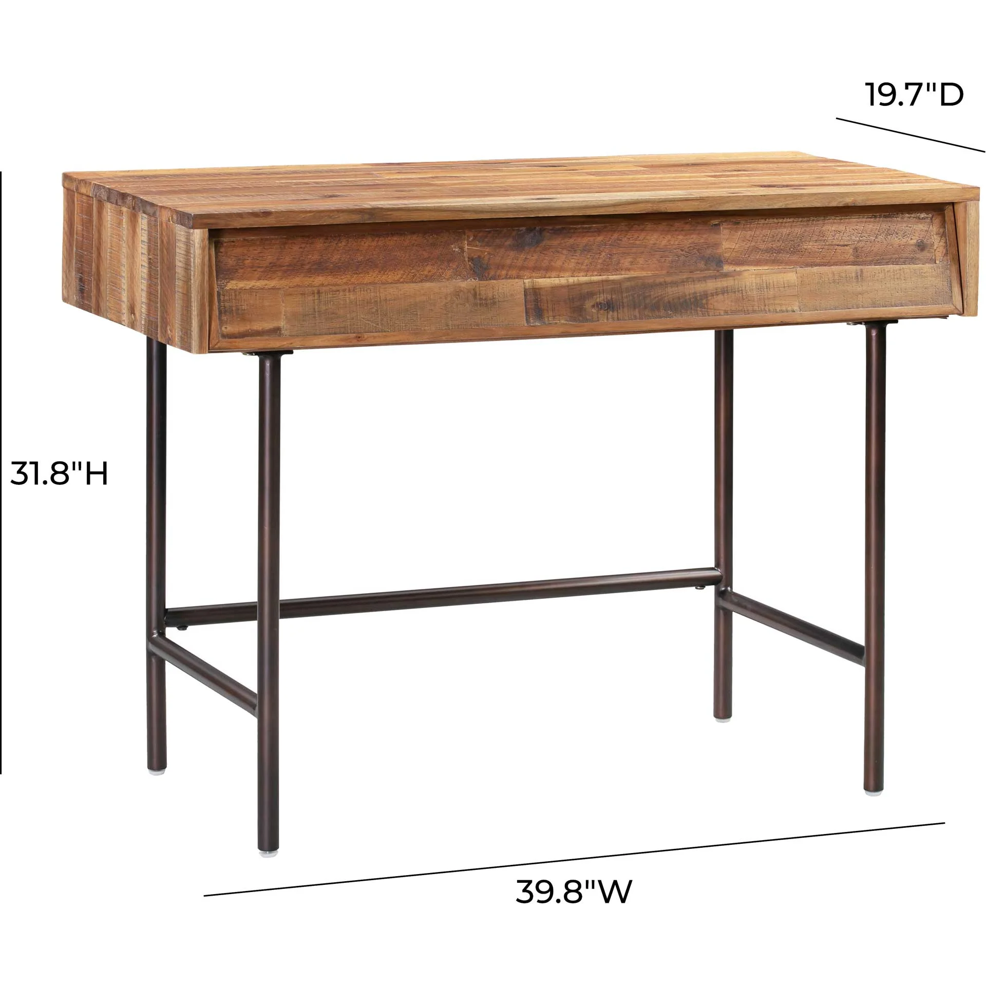 Boston Wooden Mini Desk Rustic/Dark Brown - Image 6
