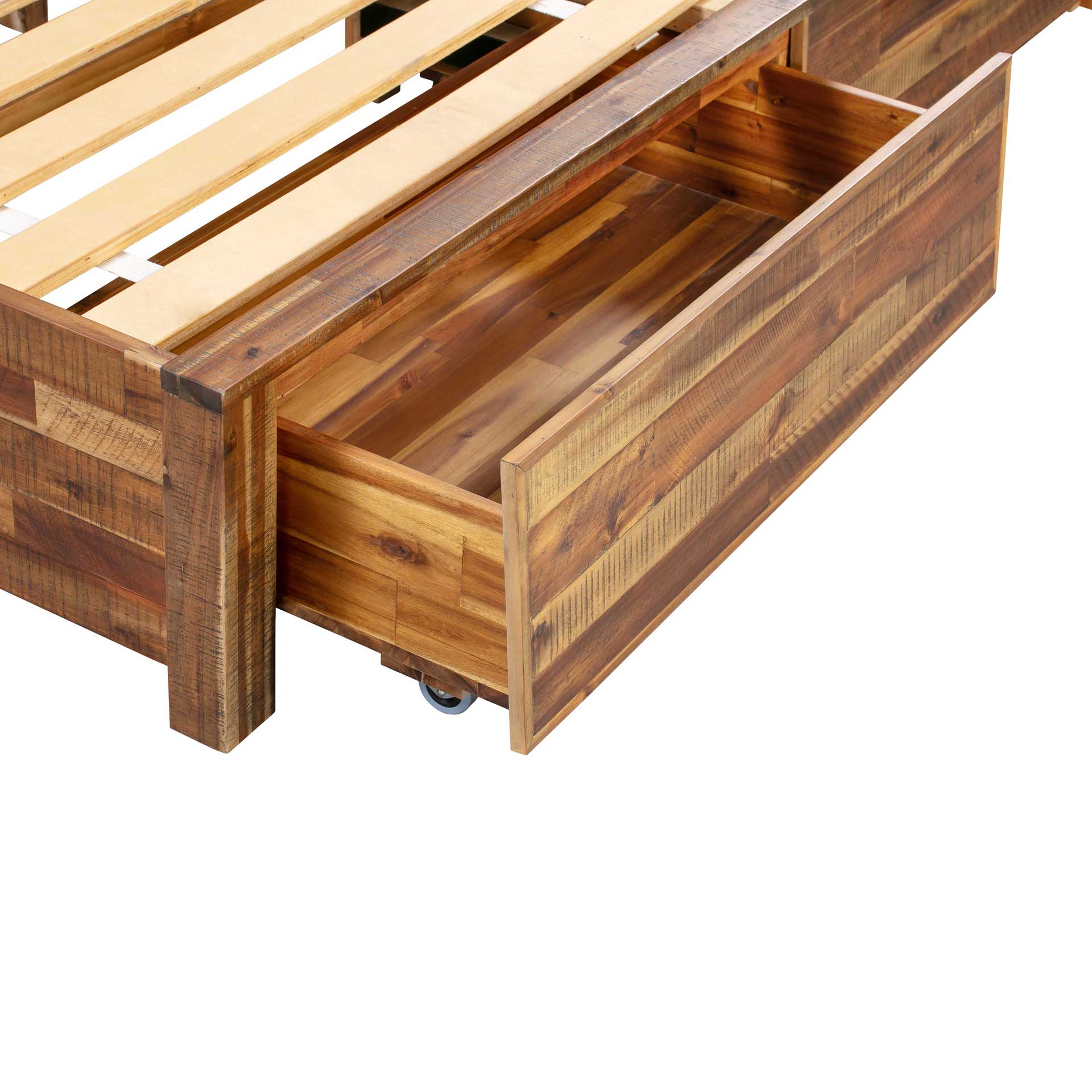 Boston Wooden Storage Bed Rustic Acacia - Image 5