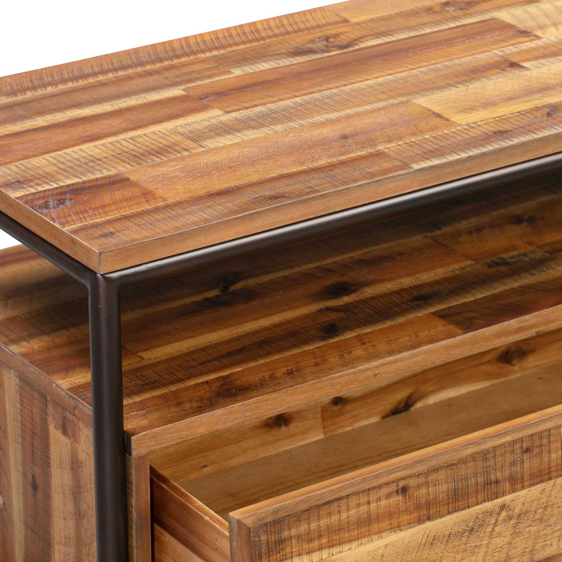 Boston Wooden TV Stand Rustic/Dark Brown - Image 5