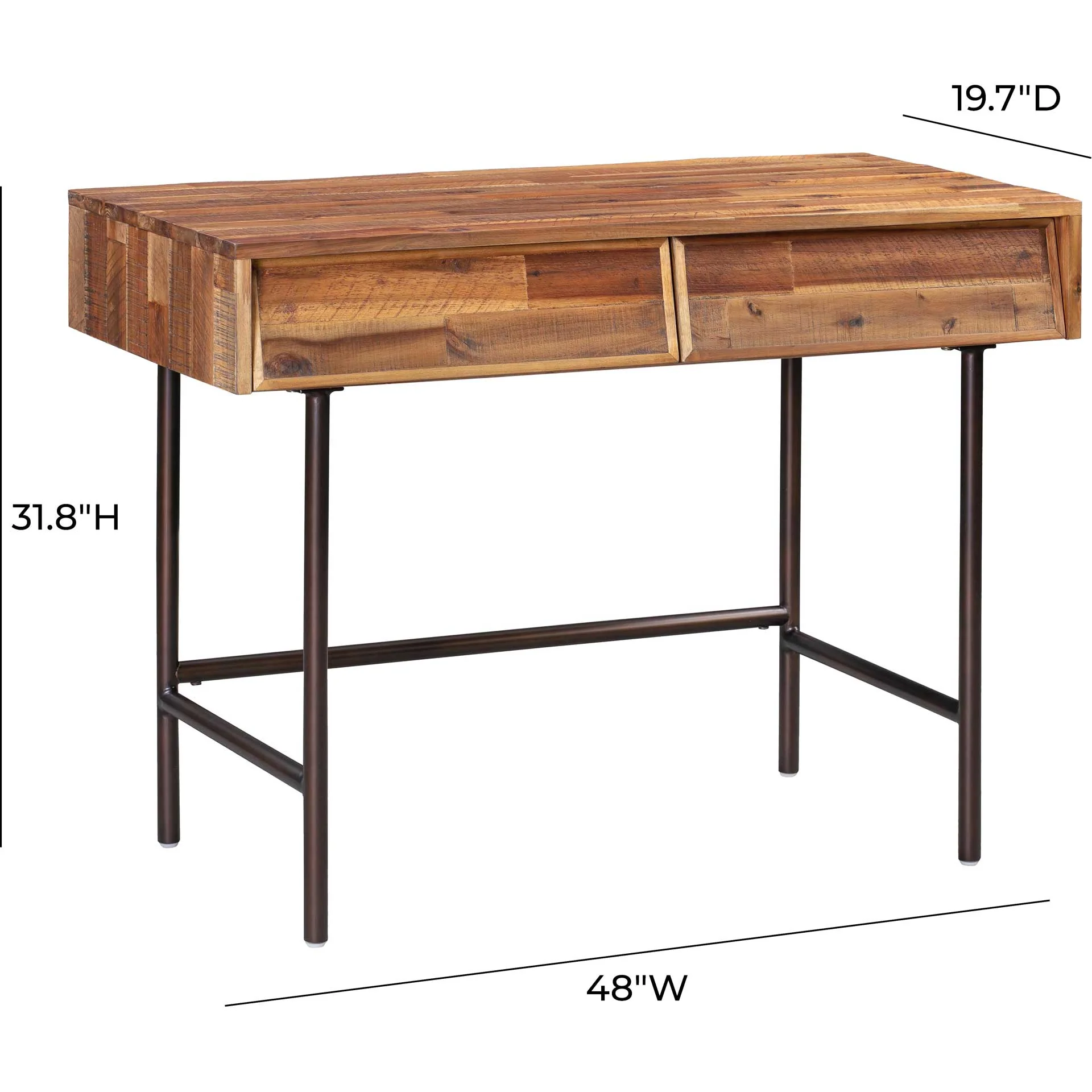 Boston Wooden Writing Desk Rustic/Dark Brown - Image 7