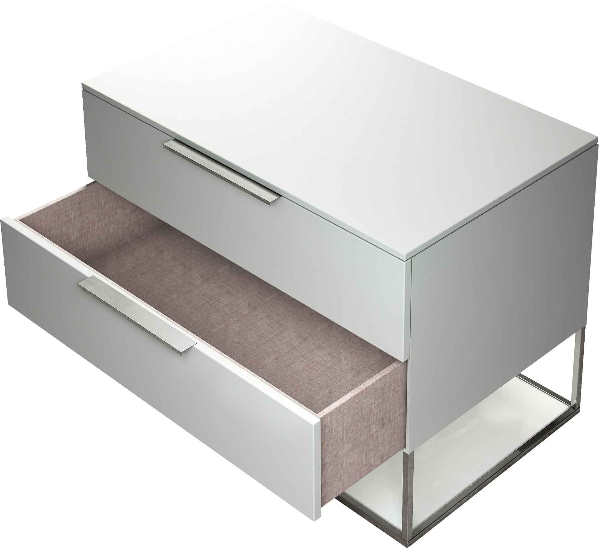 Bowery Nightstand White Matte/White Glass - Image 2