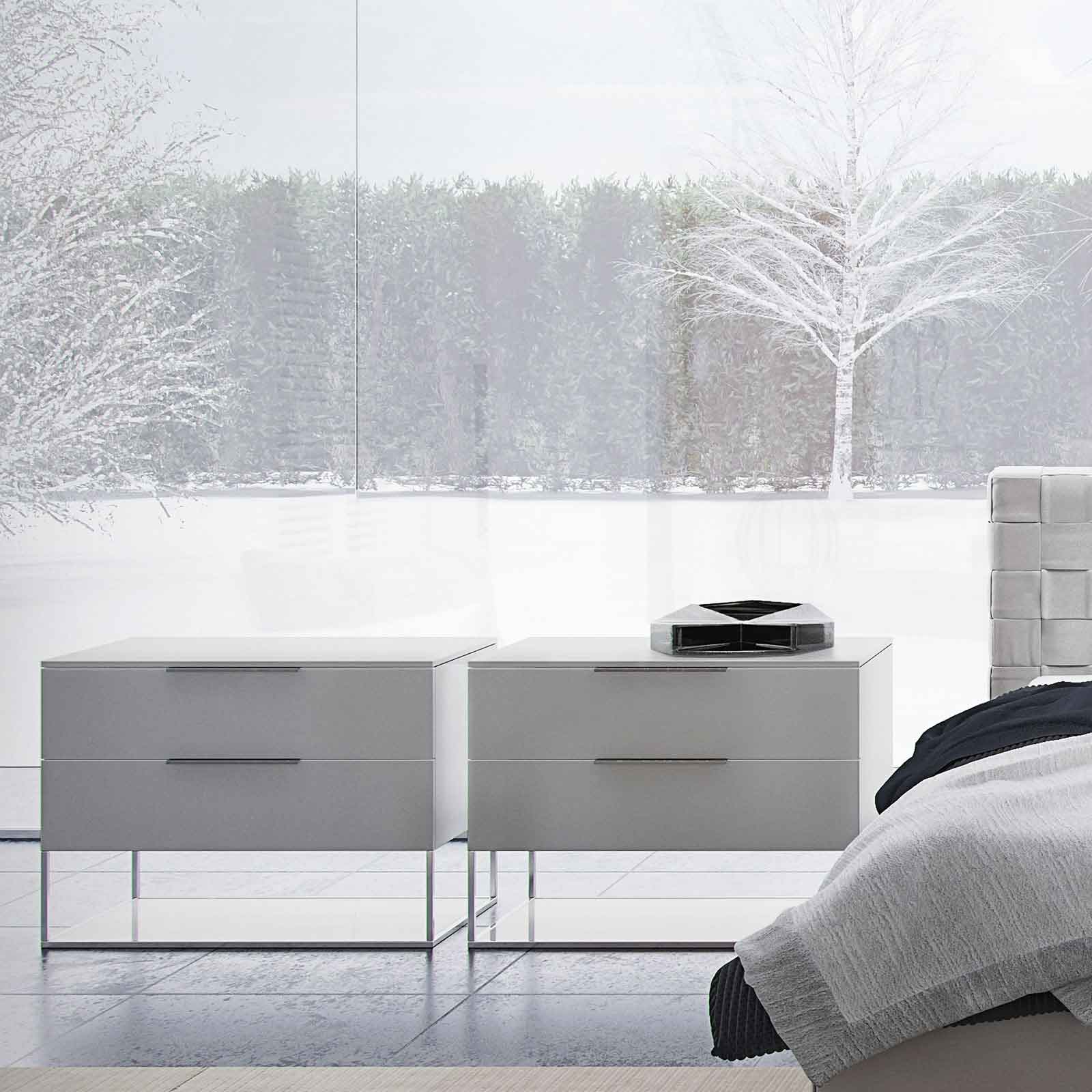 Bowery Nightstand White Matte/White Glass - Image 3