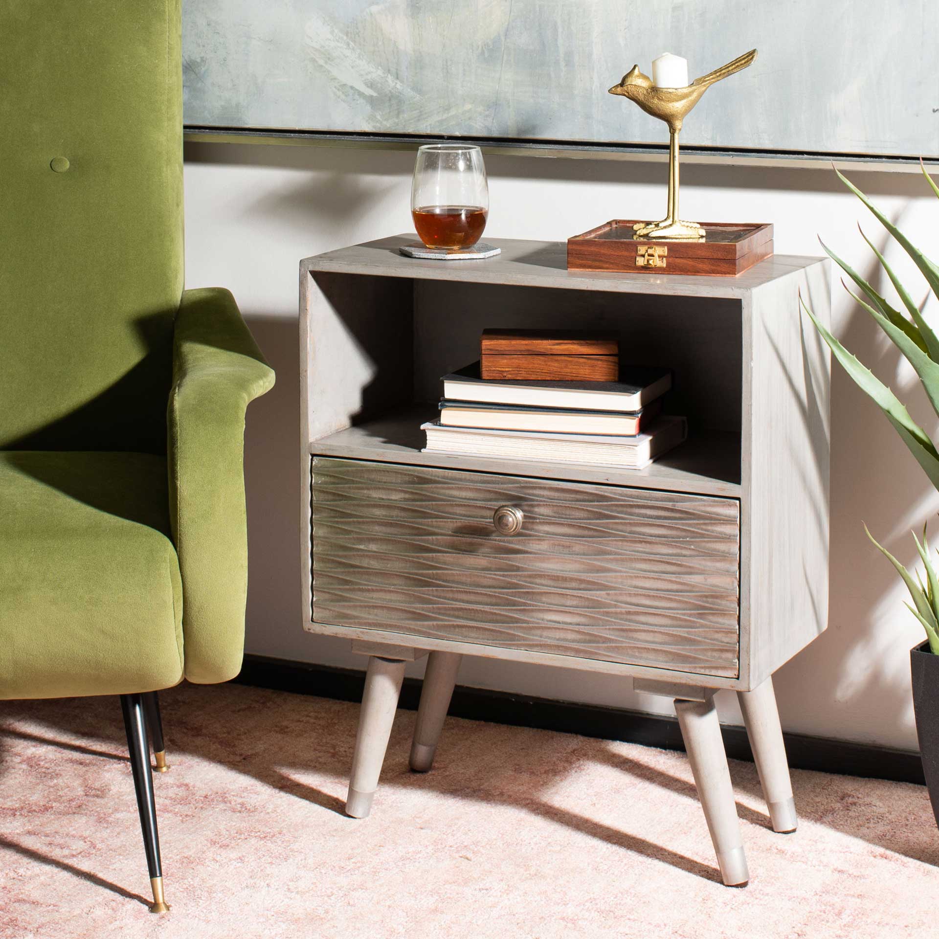 Braith 1 Drawer Textured Nightstand Gray Walnut - Image 10