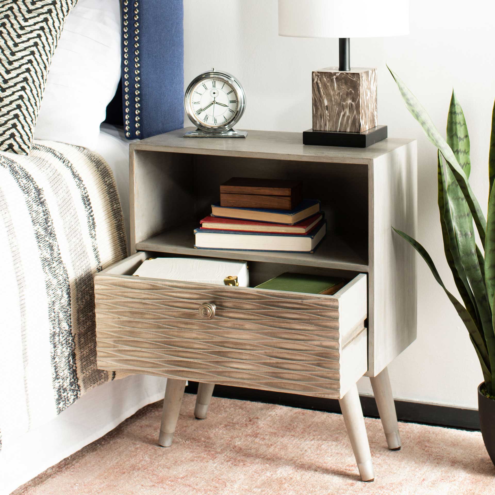 Braith 1 Drawer Textured Nightstand Gray Walnut - Image 11