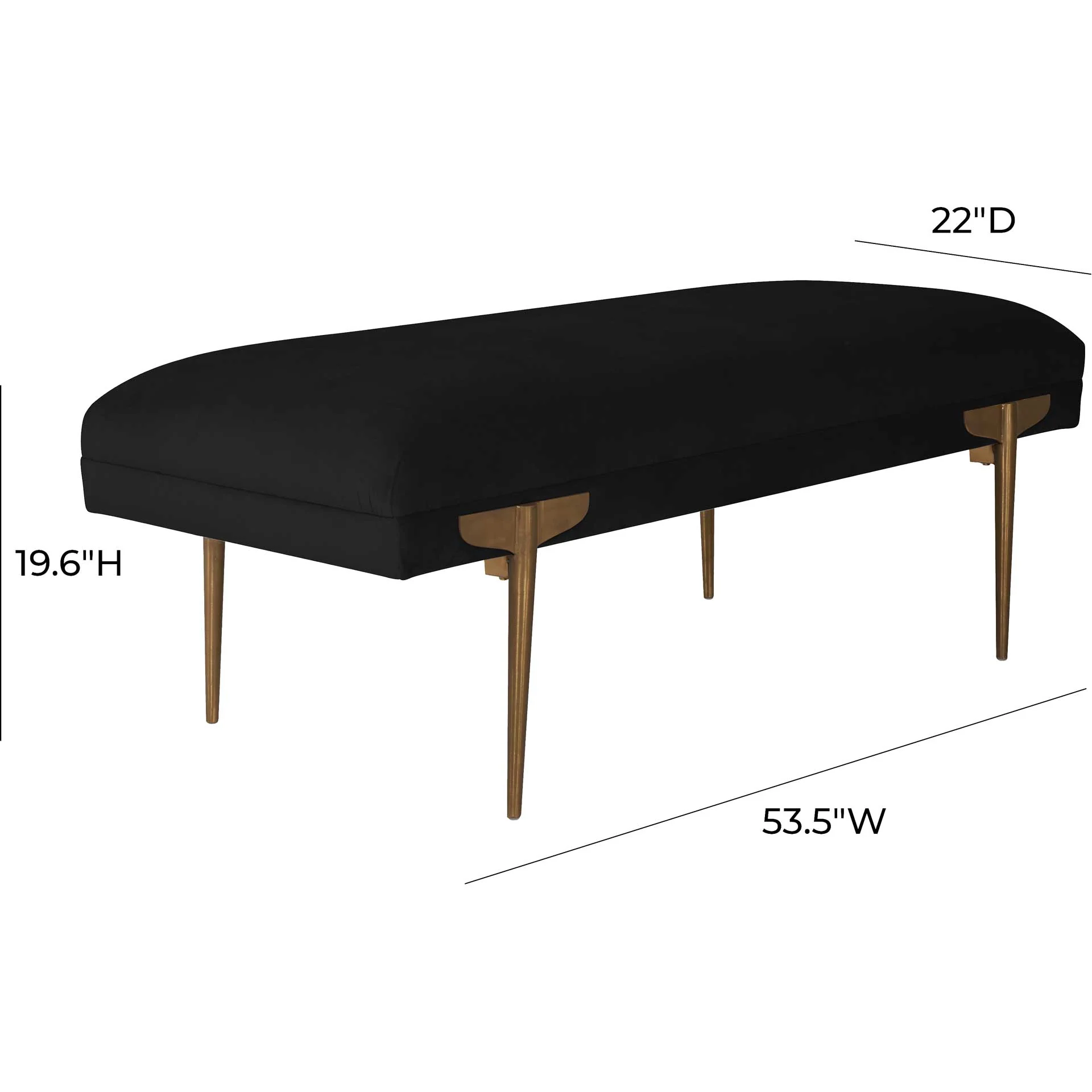 Braxton Velvet Bench Black - Image 4