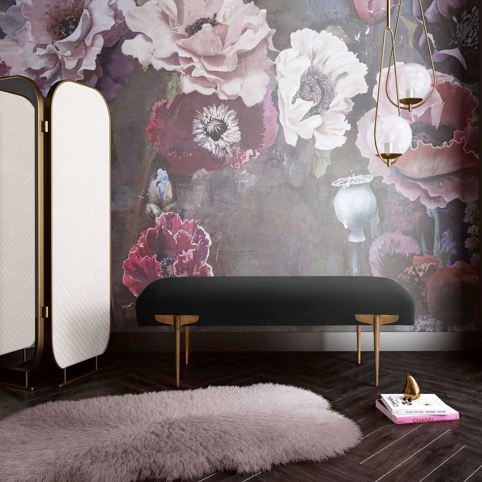 Braxton Velvet Bench Black - Image 5