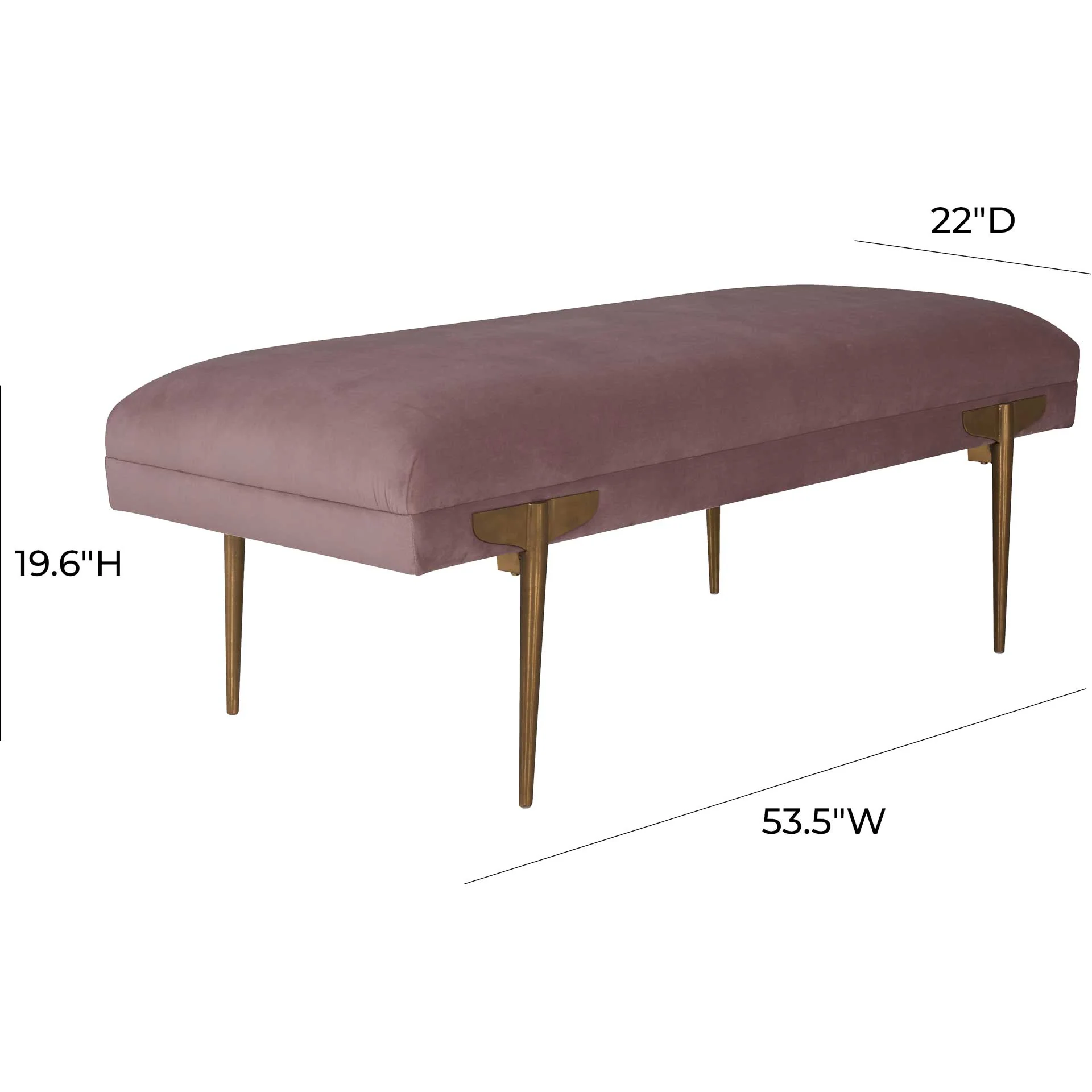 Braxton Velvet Bench Mauve - Image 4