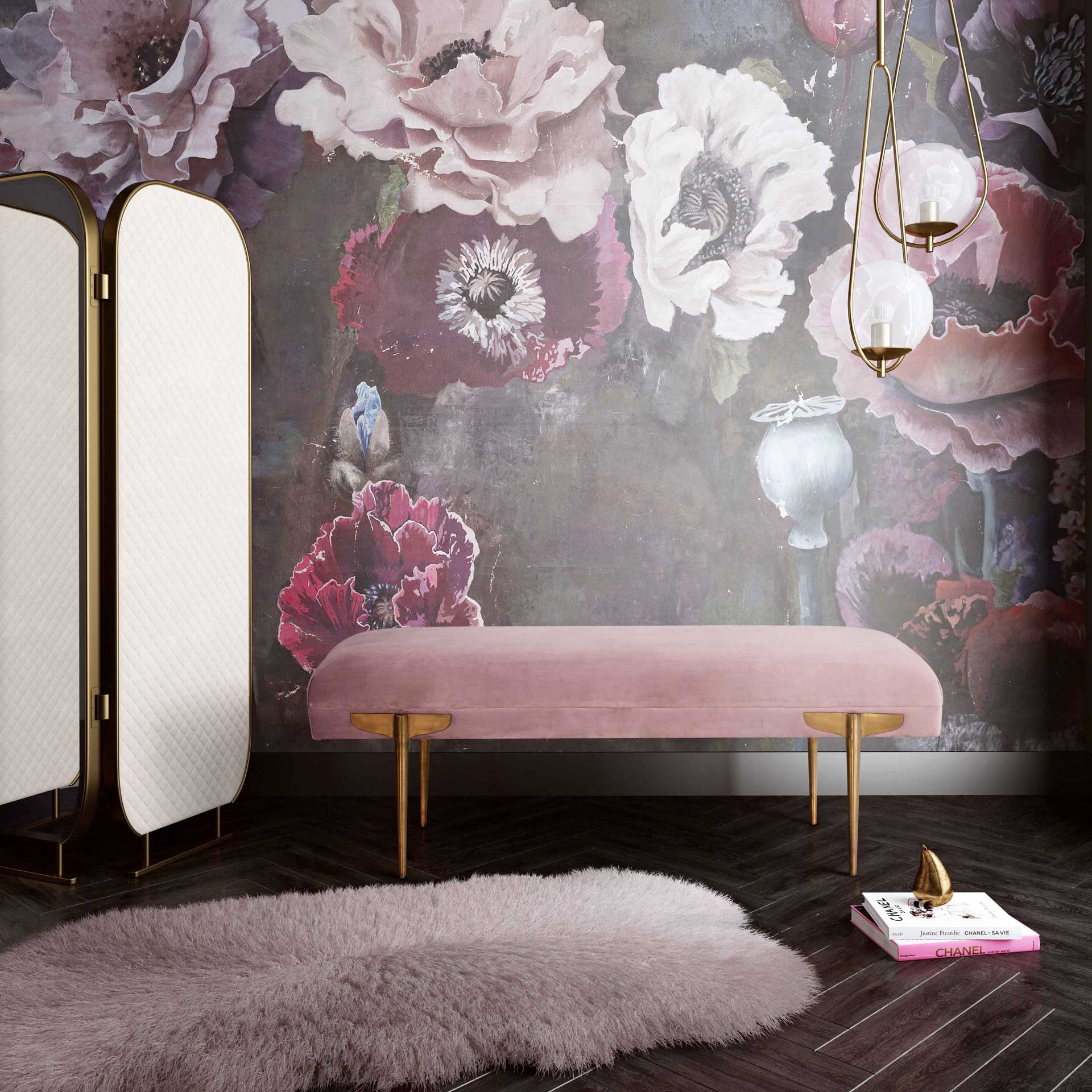 Braxton Velvet Bench Mauve - Image 5
