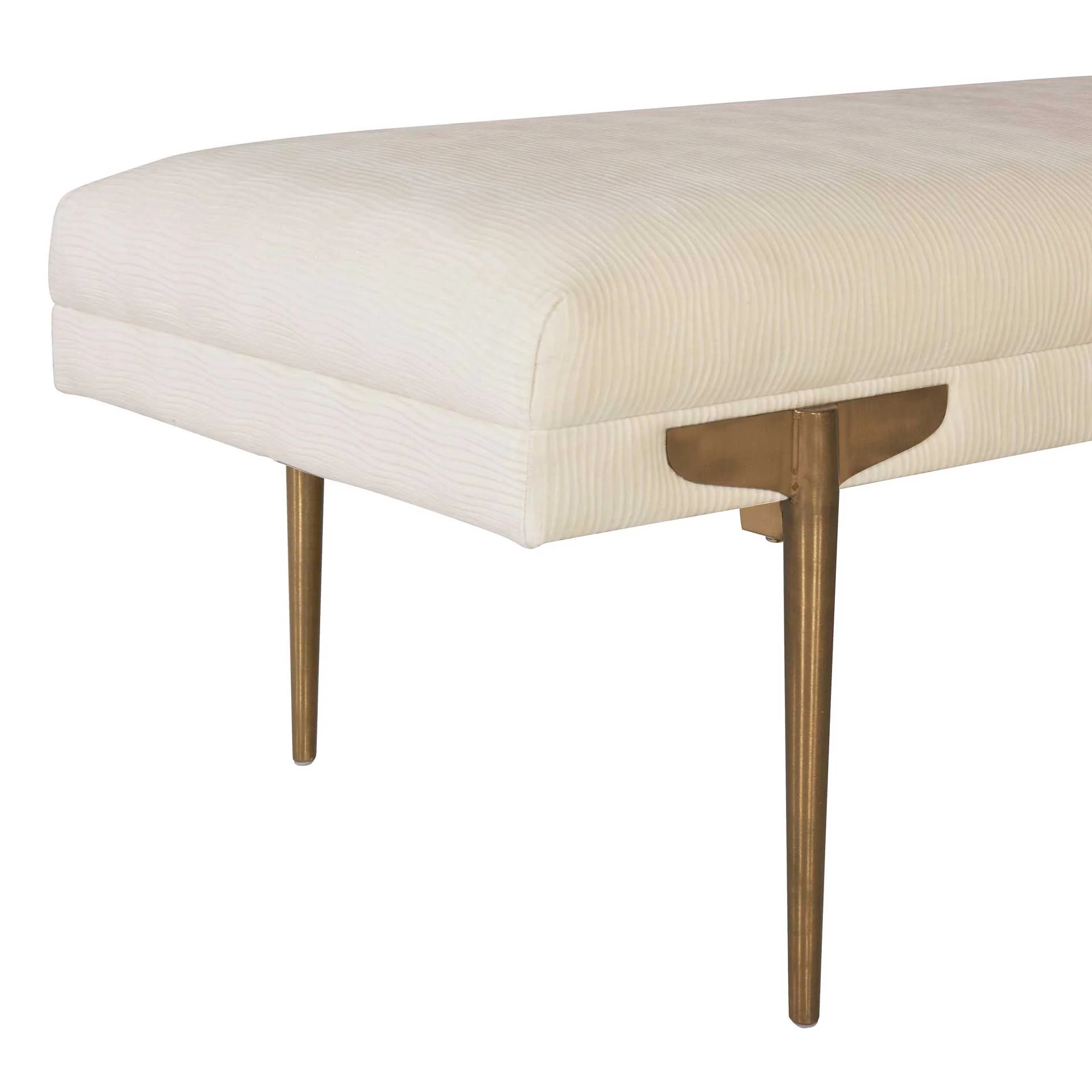 Braxton Velvet Bench Off-White - Image 3