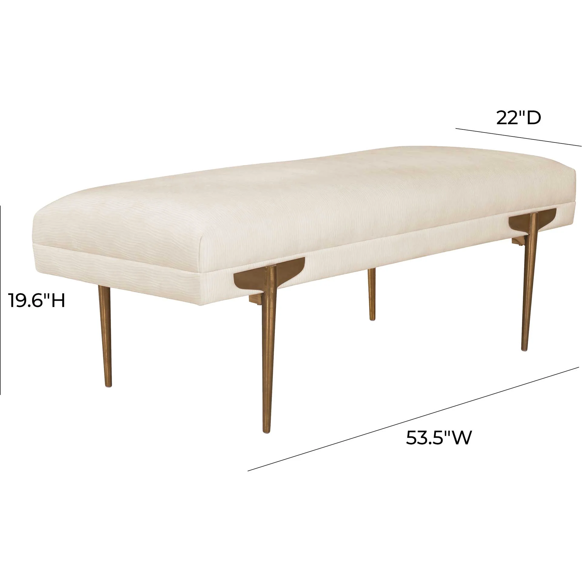 Braxton Velvet Bench Off-White - Image 4