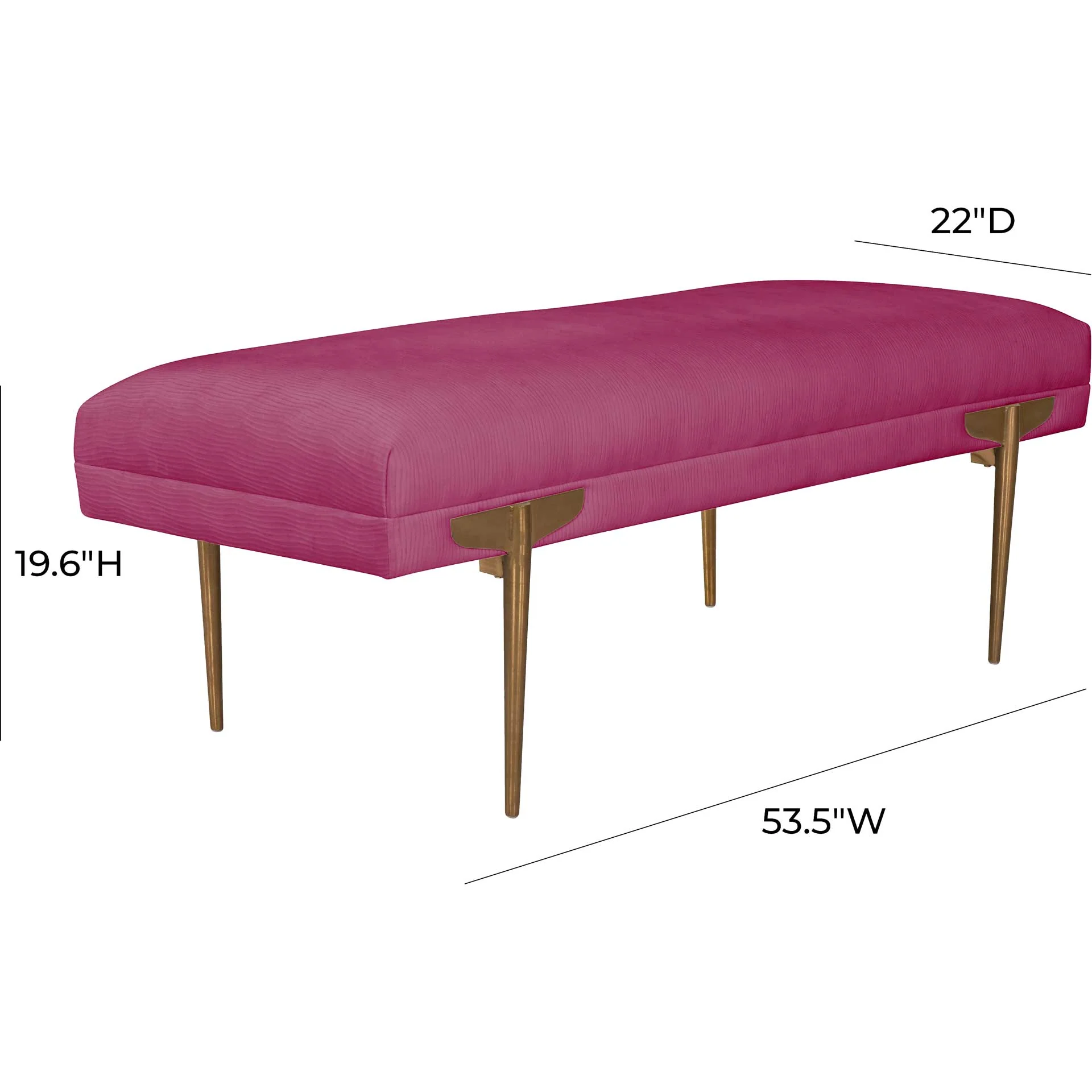 Braxton Velvet Bench Pink - Image 4