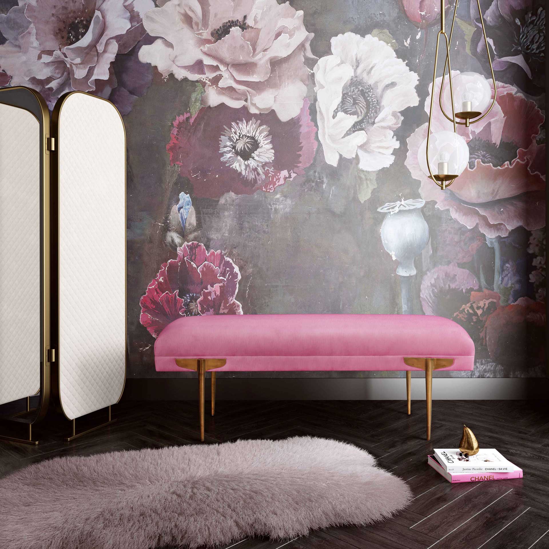 Braxton Velvet Bench Pink - Image 5