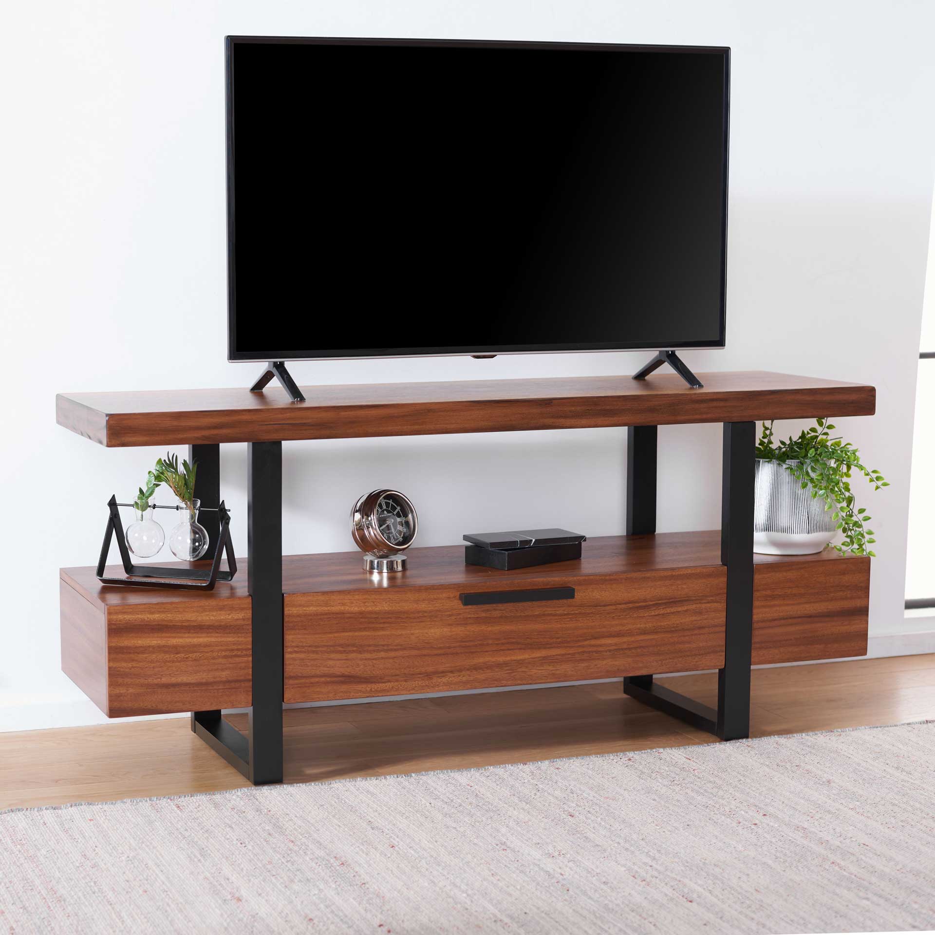 Brayson 1 Drawer Media Stand Brown/Black - Image 4