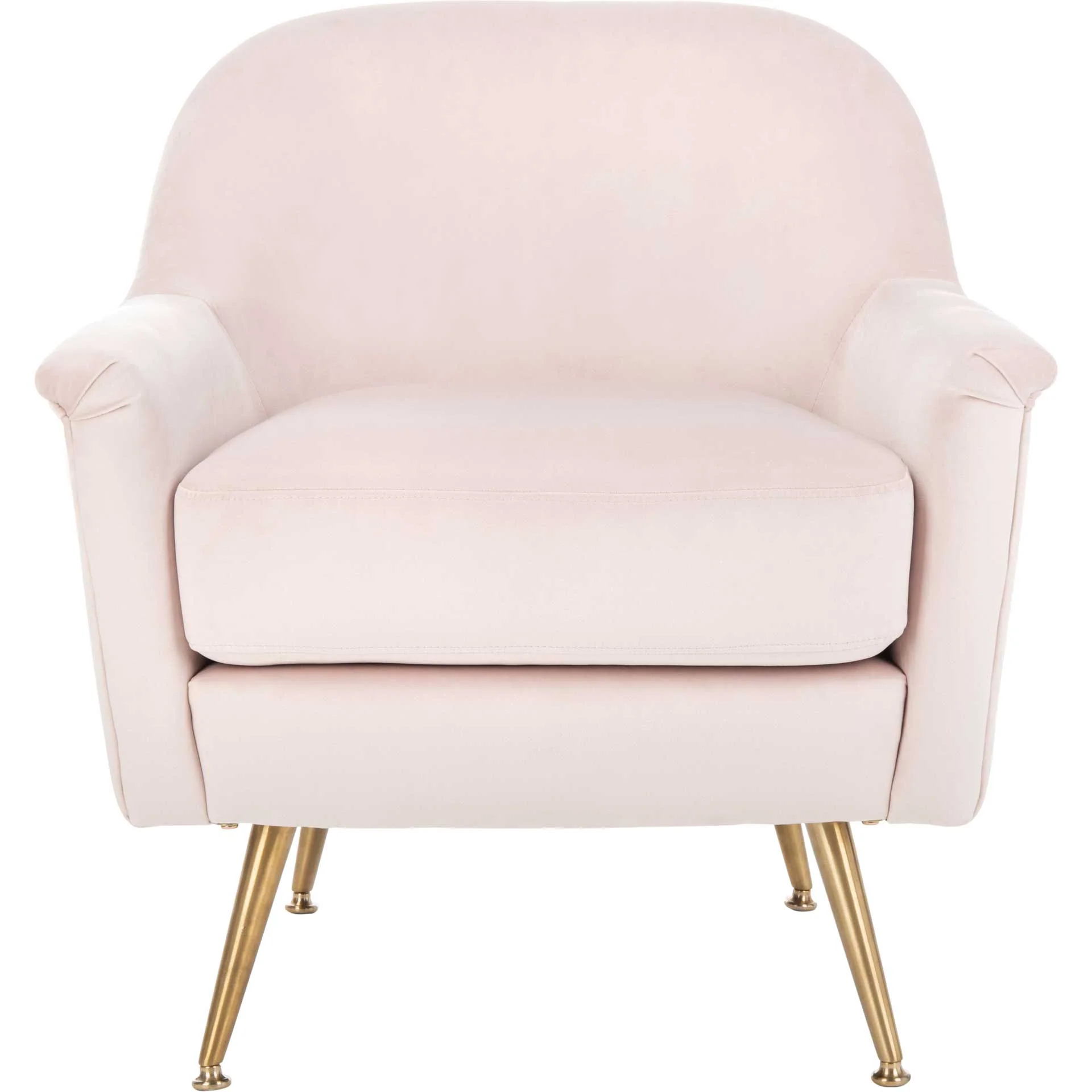 Brendan Mid Century Arm Chair Blush Pink/Brass - Image 2