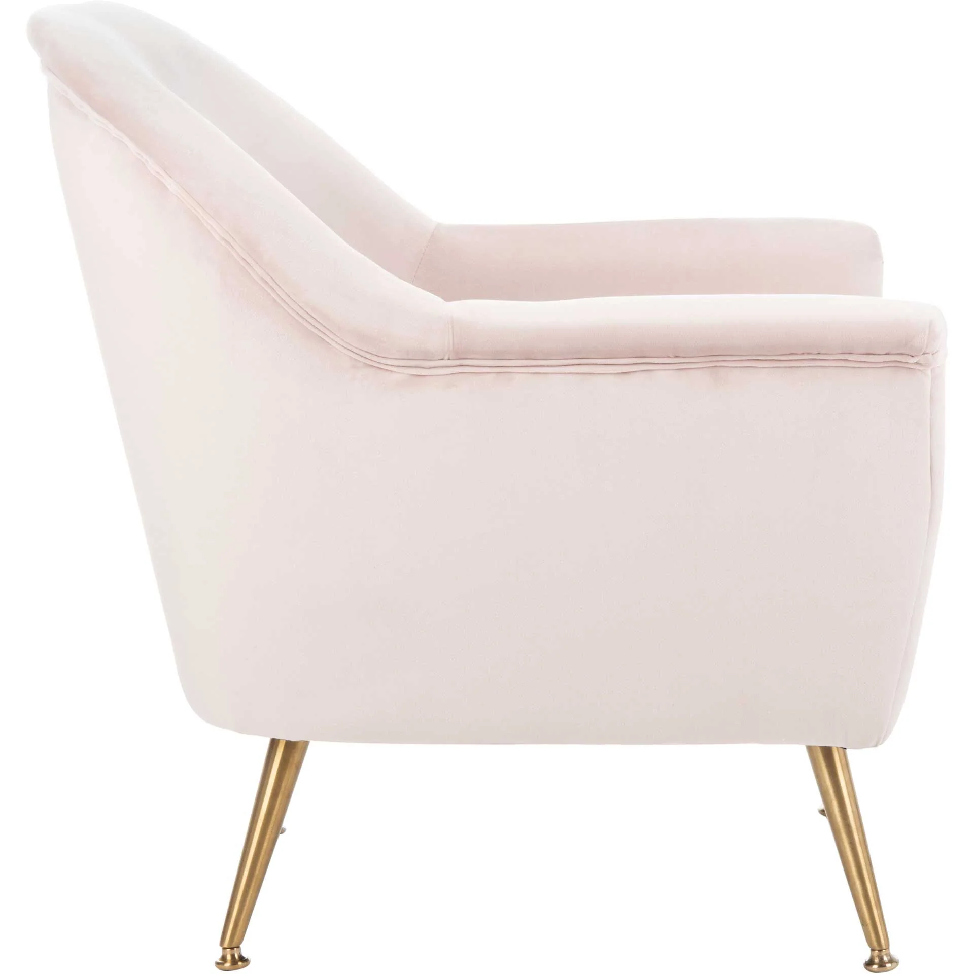 Brendan Mid Century Arm Chair Blush Pink/Brass - Image 3