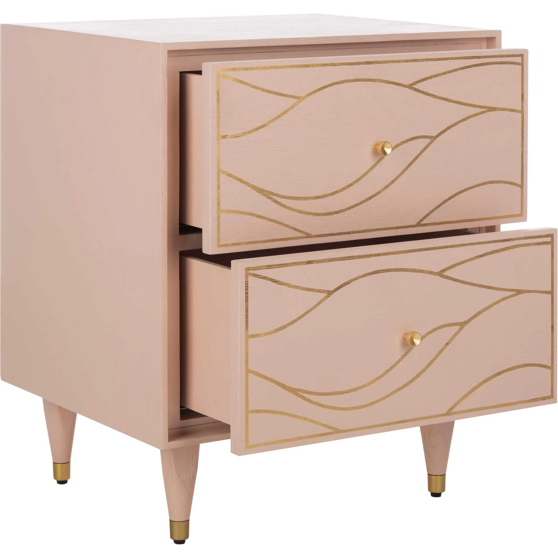 Brett Antique Gold Wave Nightstand Pink/Gold - Image 2