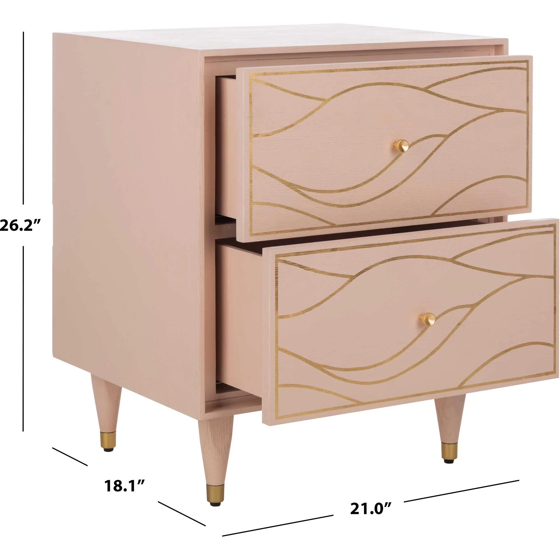 Brett Antique Gold Wave Nightstand Pink/Gold - Image 9