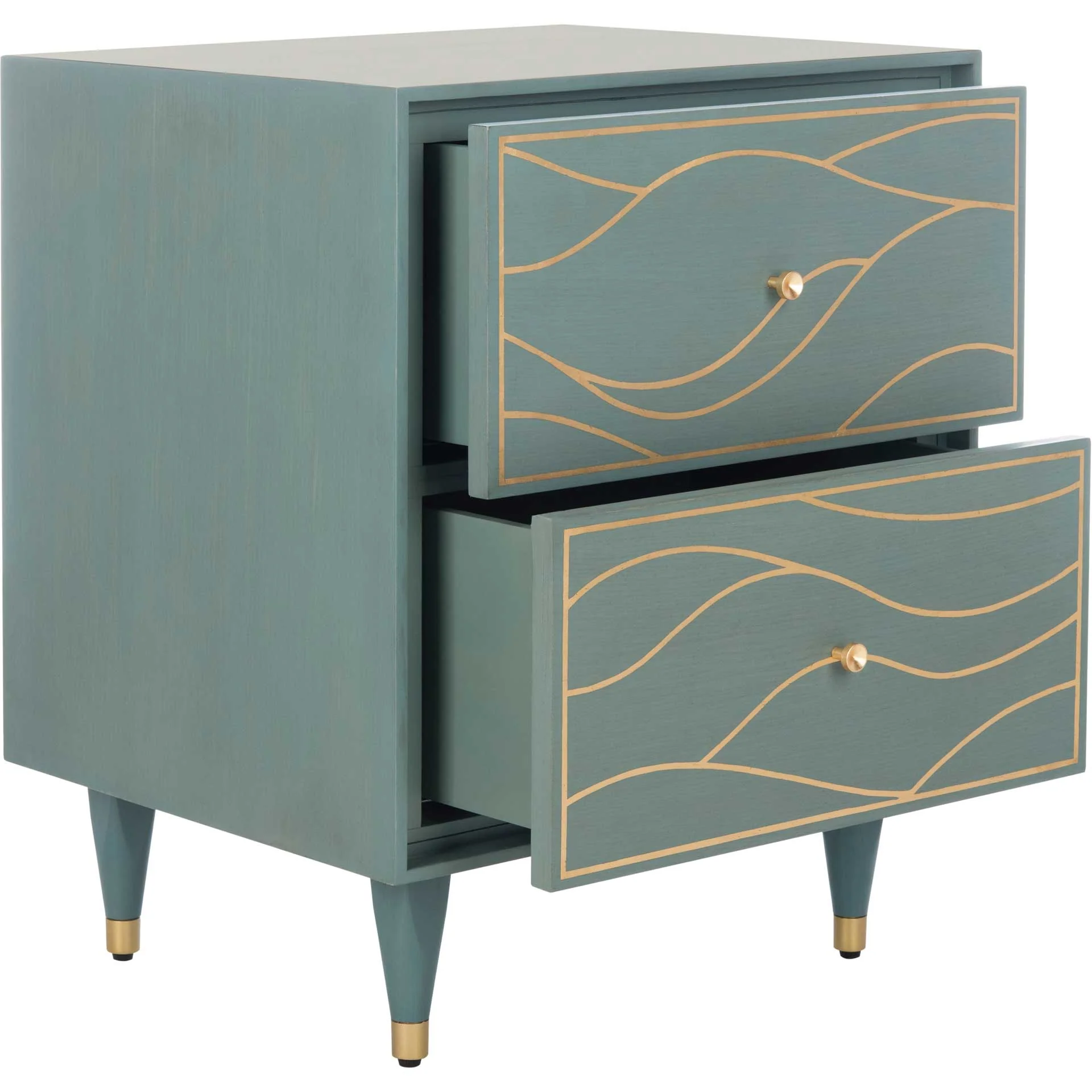 Brett Antique Gold Wave Nightstand Seafoam - Image 2