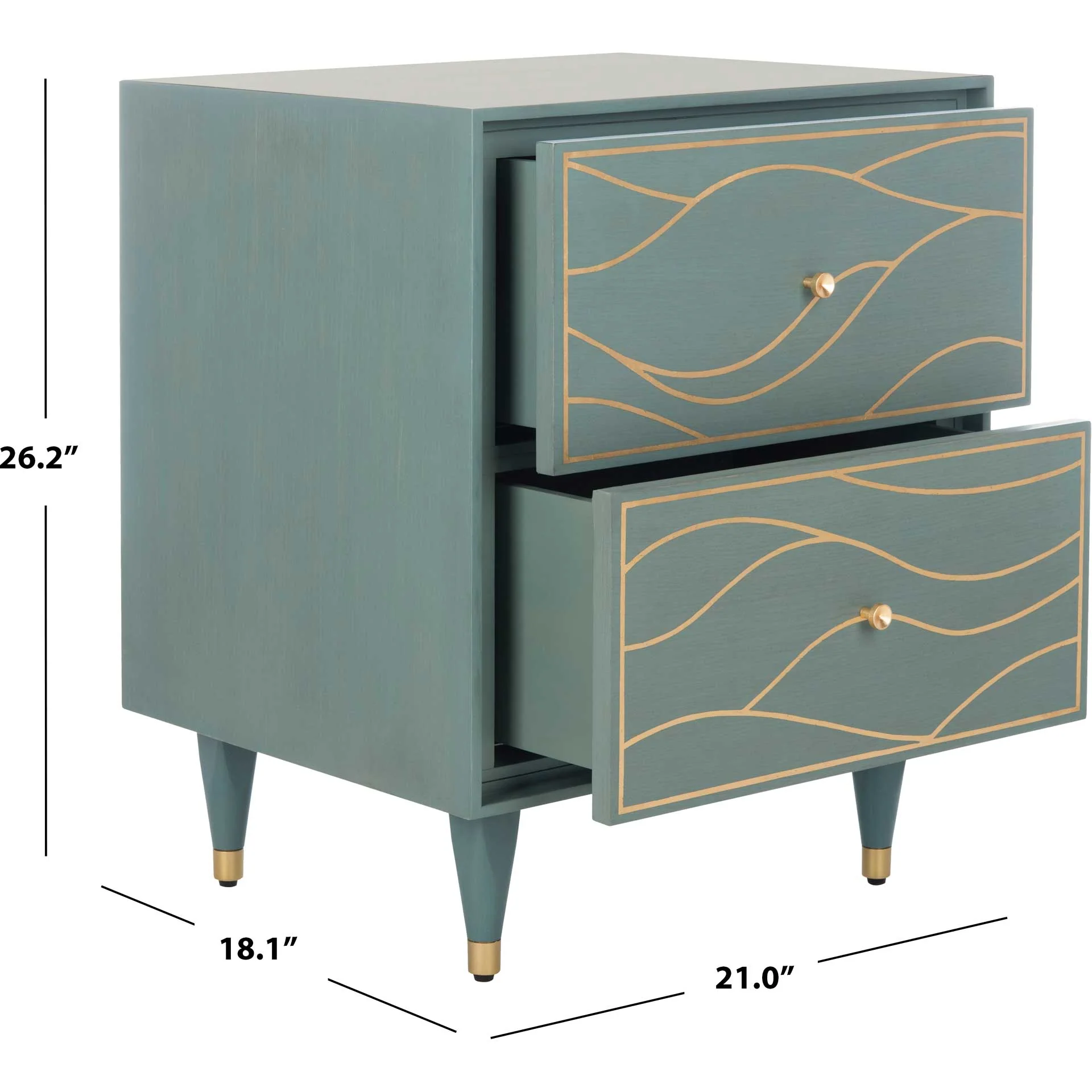 Brett Antique Gold Wave Nightstand Seafoam - Image 8