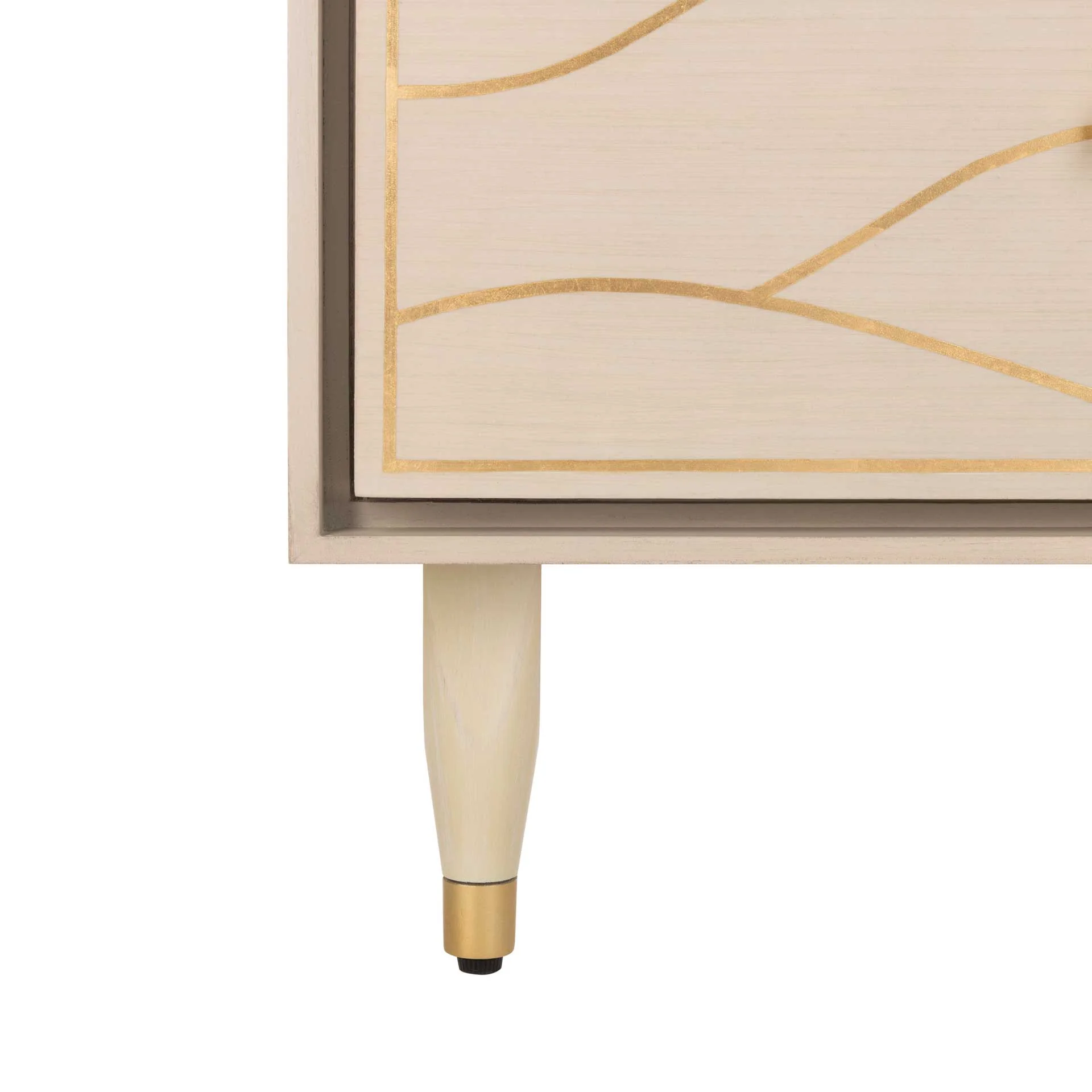 Brett Antique Gold Wave Nightstand White/Gold - Image 7