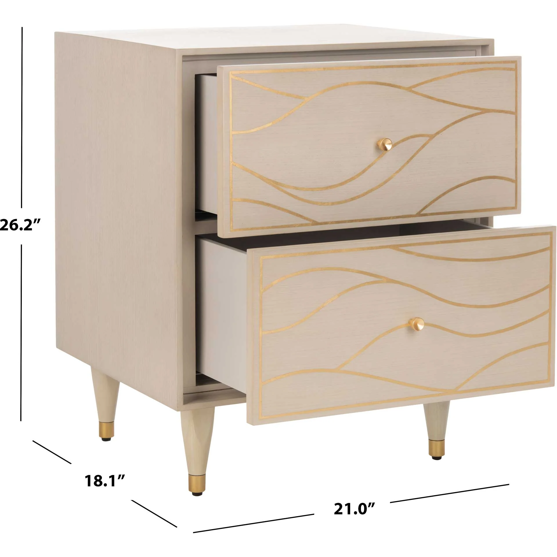 Brett Antique Gold Wave Nightstand White/Gold - Image 8