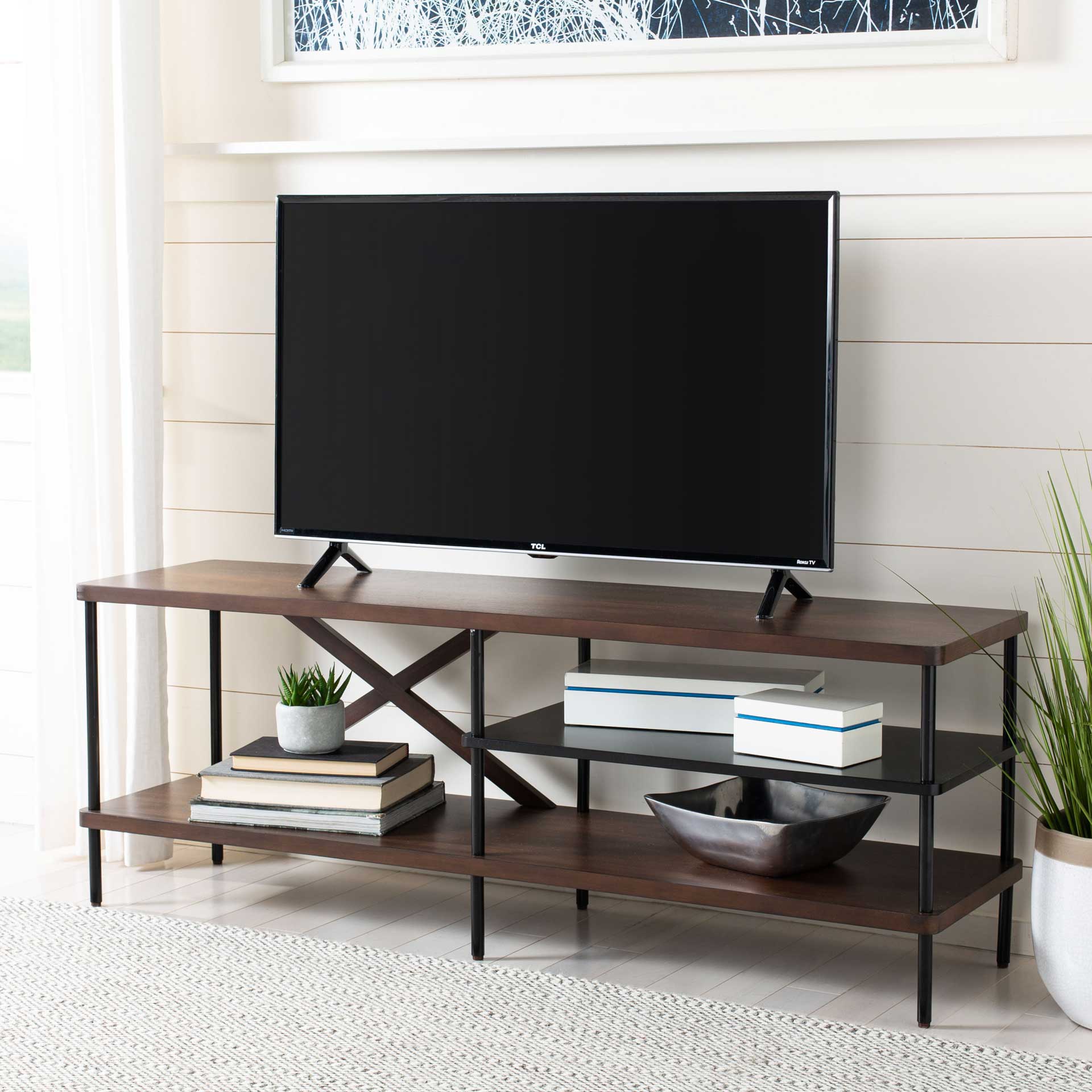 Brian Industrial TV Stand Walnut/Black - Image 6